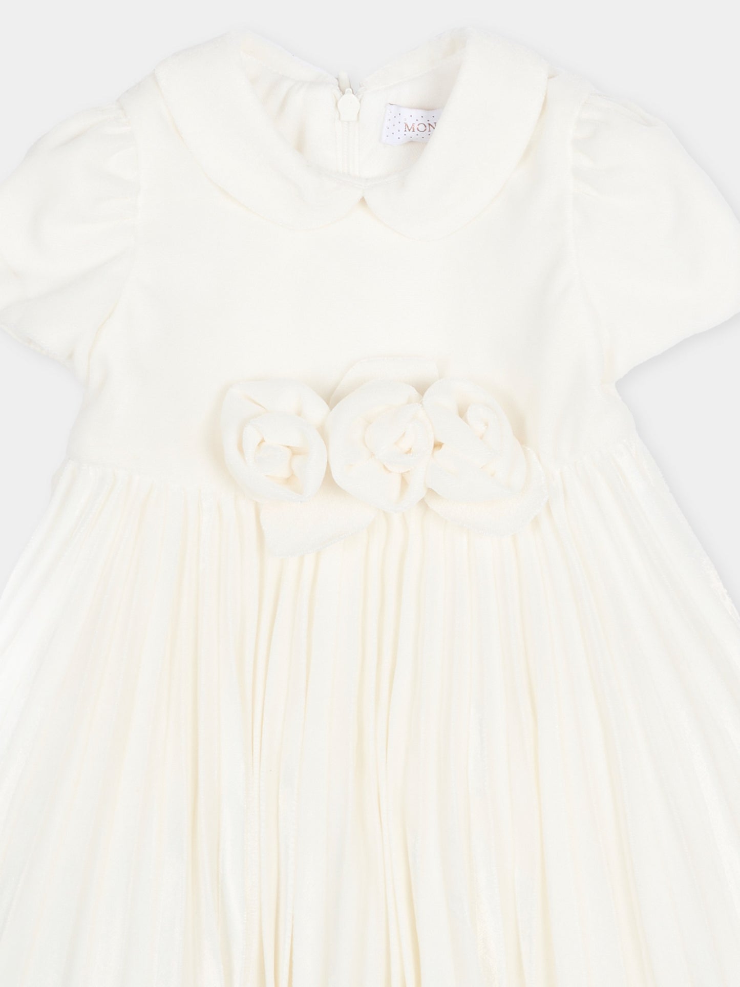 Vestito avorio per neonata con rose,Monnalisa,73F902 6803 0001