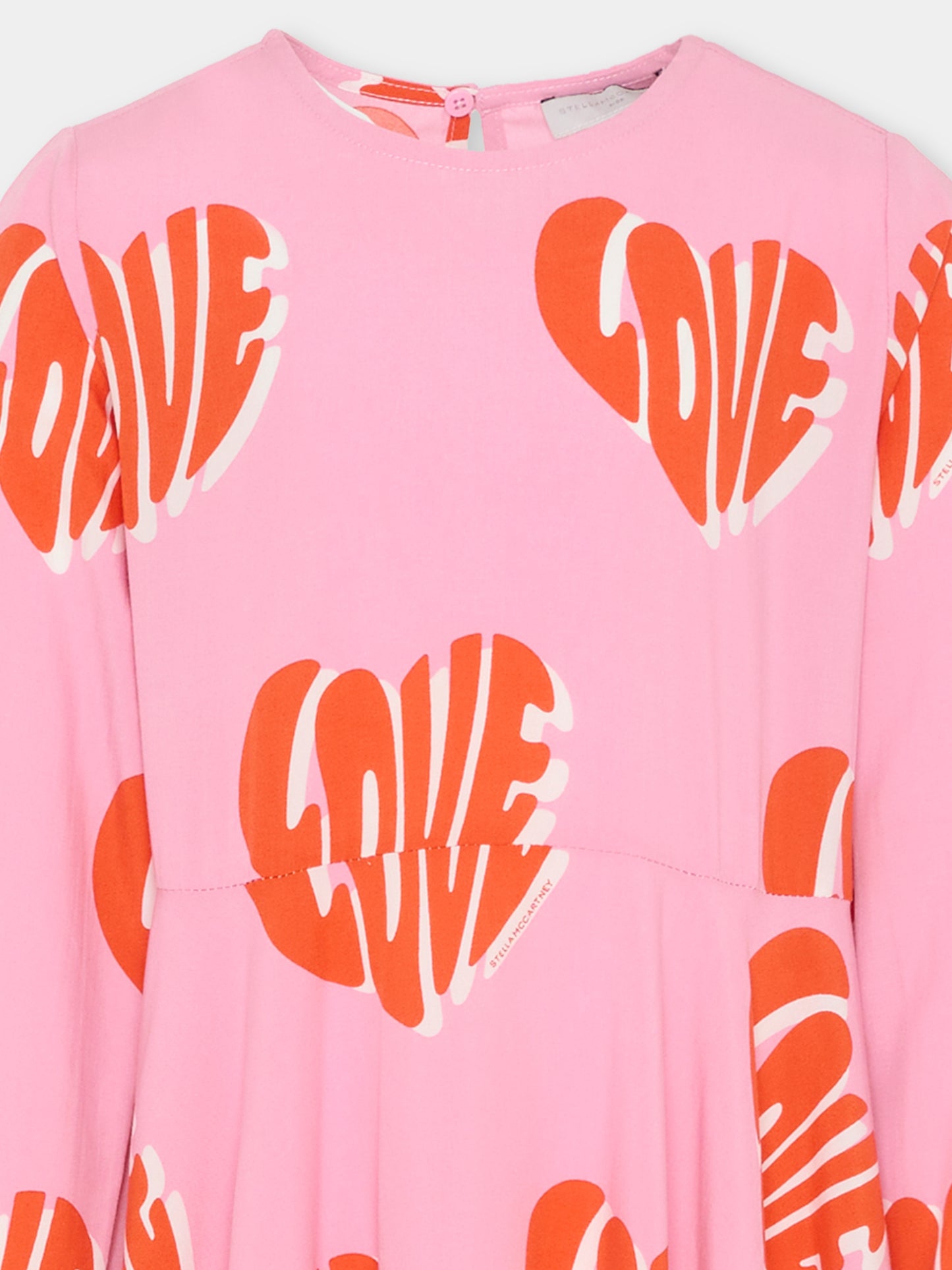 Vestito rosa con stampa love per bambina,Stella Mccartney Kids,TX1D90 Z3067 51MMC