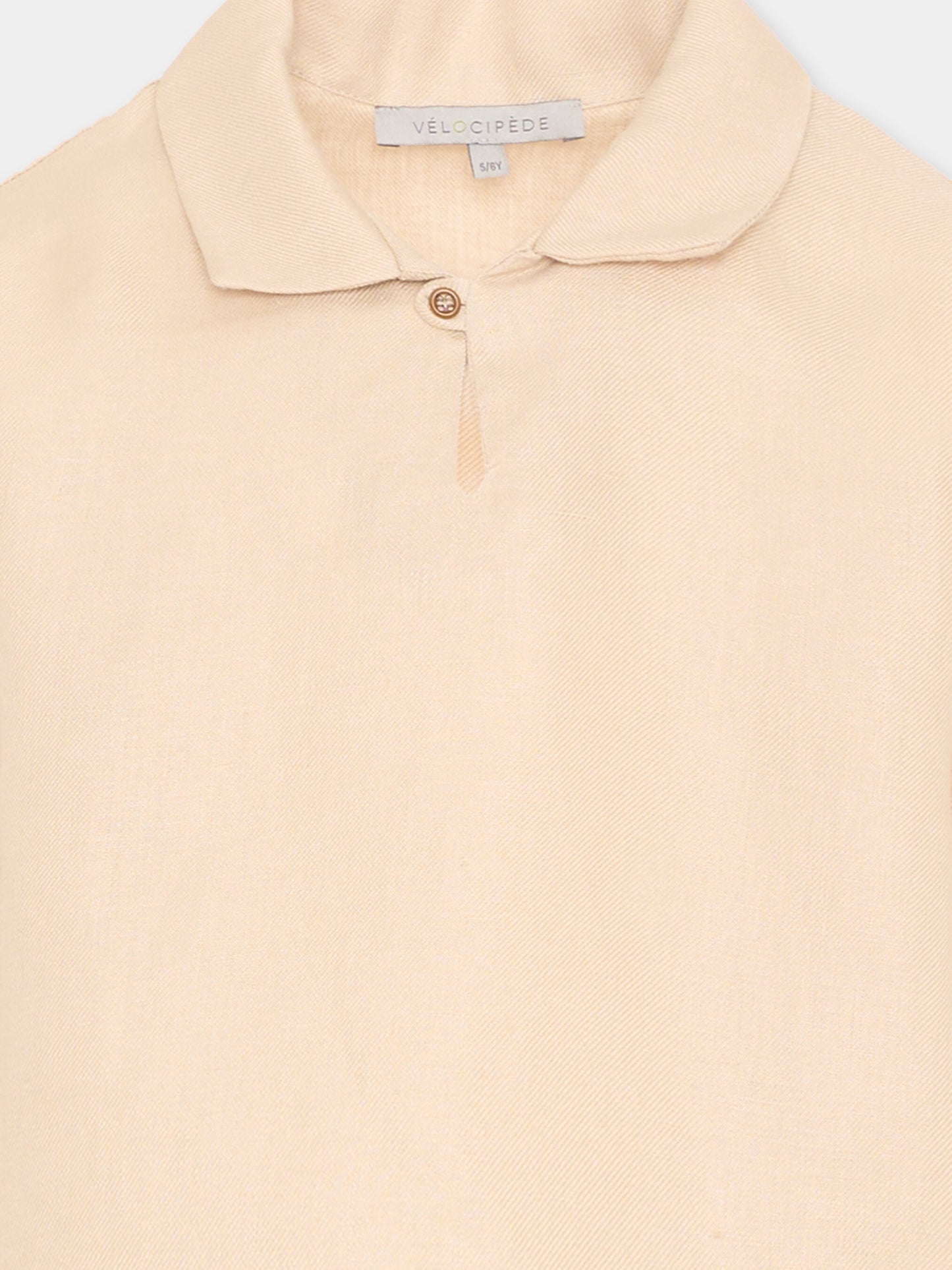 Polo beige in lino per bambini,Vélocipède,VLC-SS26-SH004 OYSTER