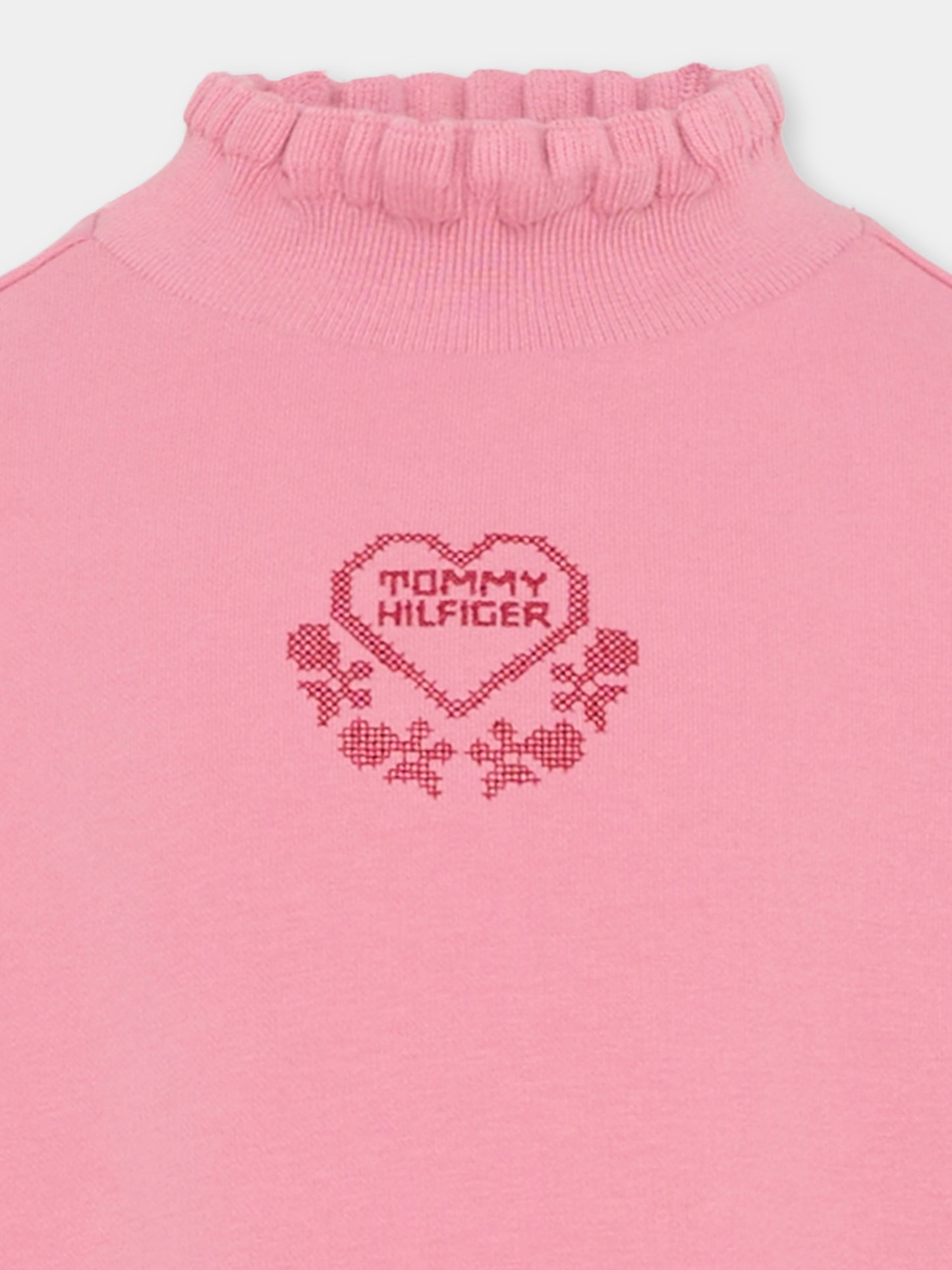 Vestito rosa per bambina con logo,Tommy Hilfiger Junior,KG0KG08795 THC