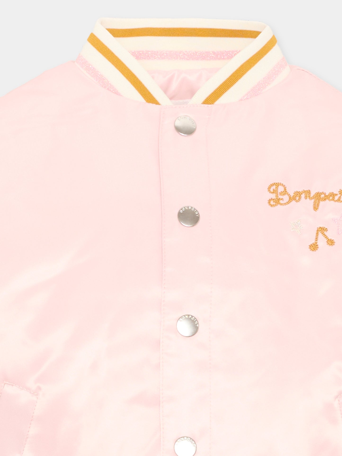 Bomber rosa per bambina con ciliegie ricamate,Bonpoint,P06GJAW00001 120