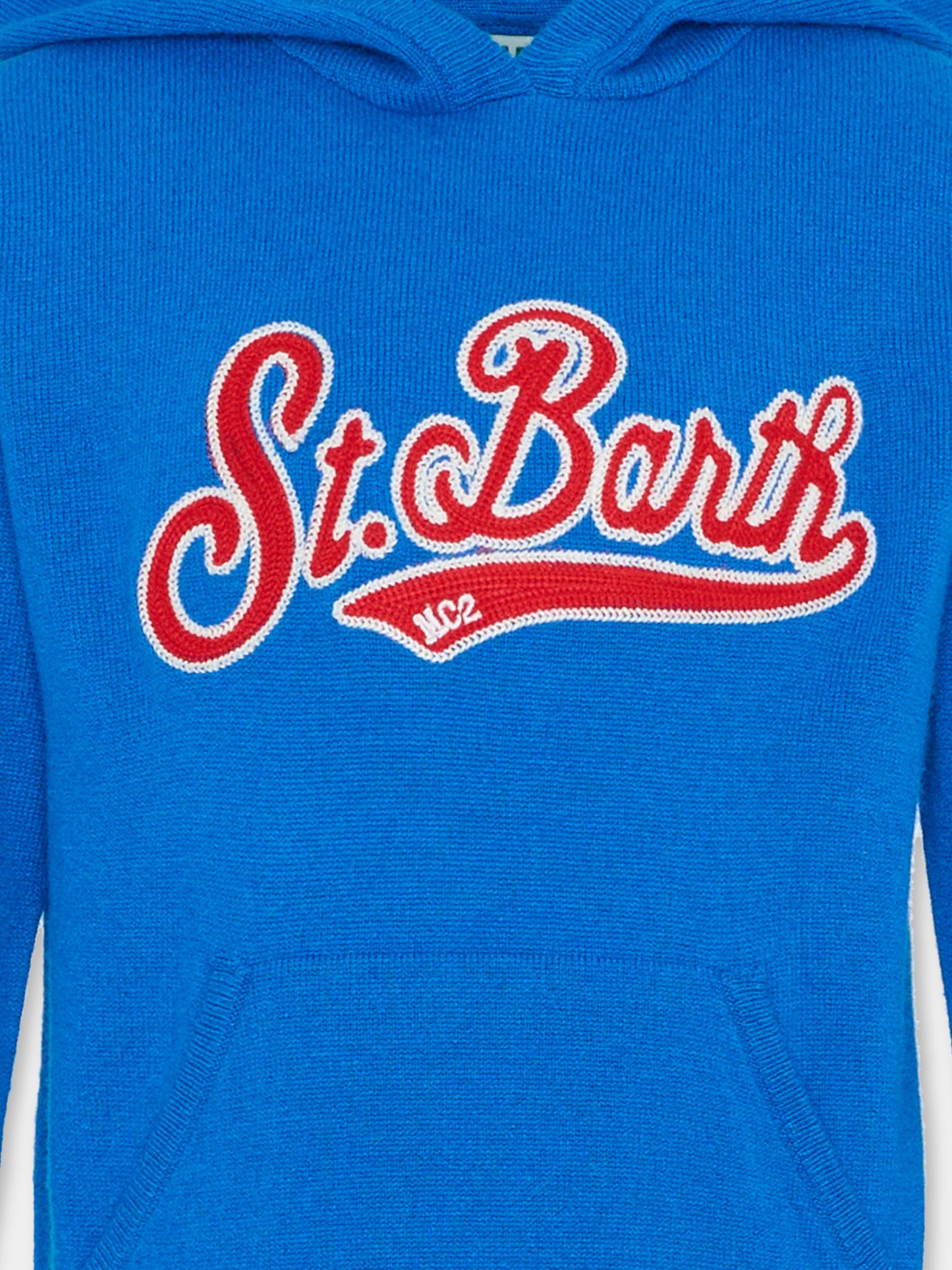 Maglione blu per bambino con logo rosso,Mc2 Saint Barth,WOO0002 10250E