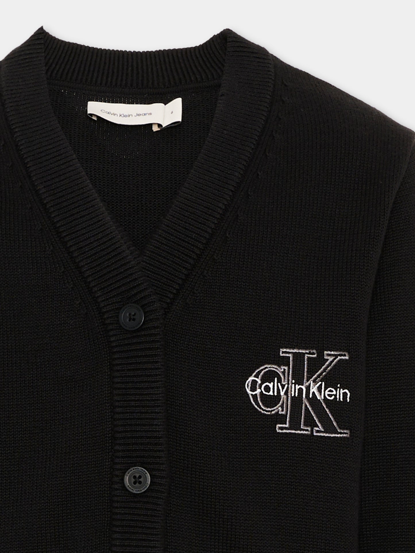 Cardigan nero per bambino con logo,Calvin Klein Kids,LVCKTJF03B BEH