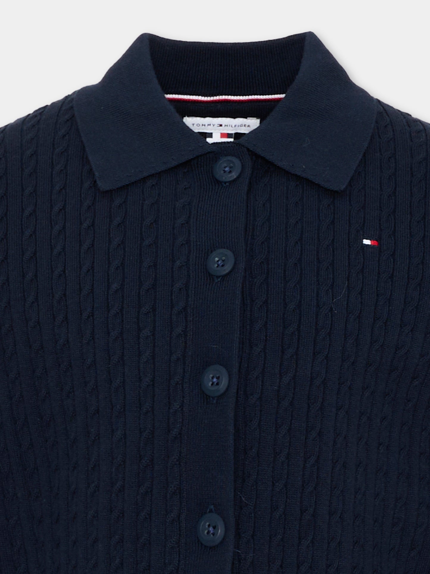 Cardigan blu per bambina righe tricolore,Tommy Hilfiger Junior,KG0KG09429 C1G
