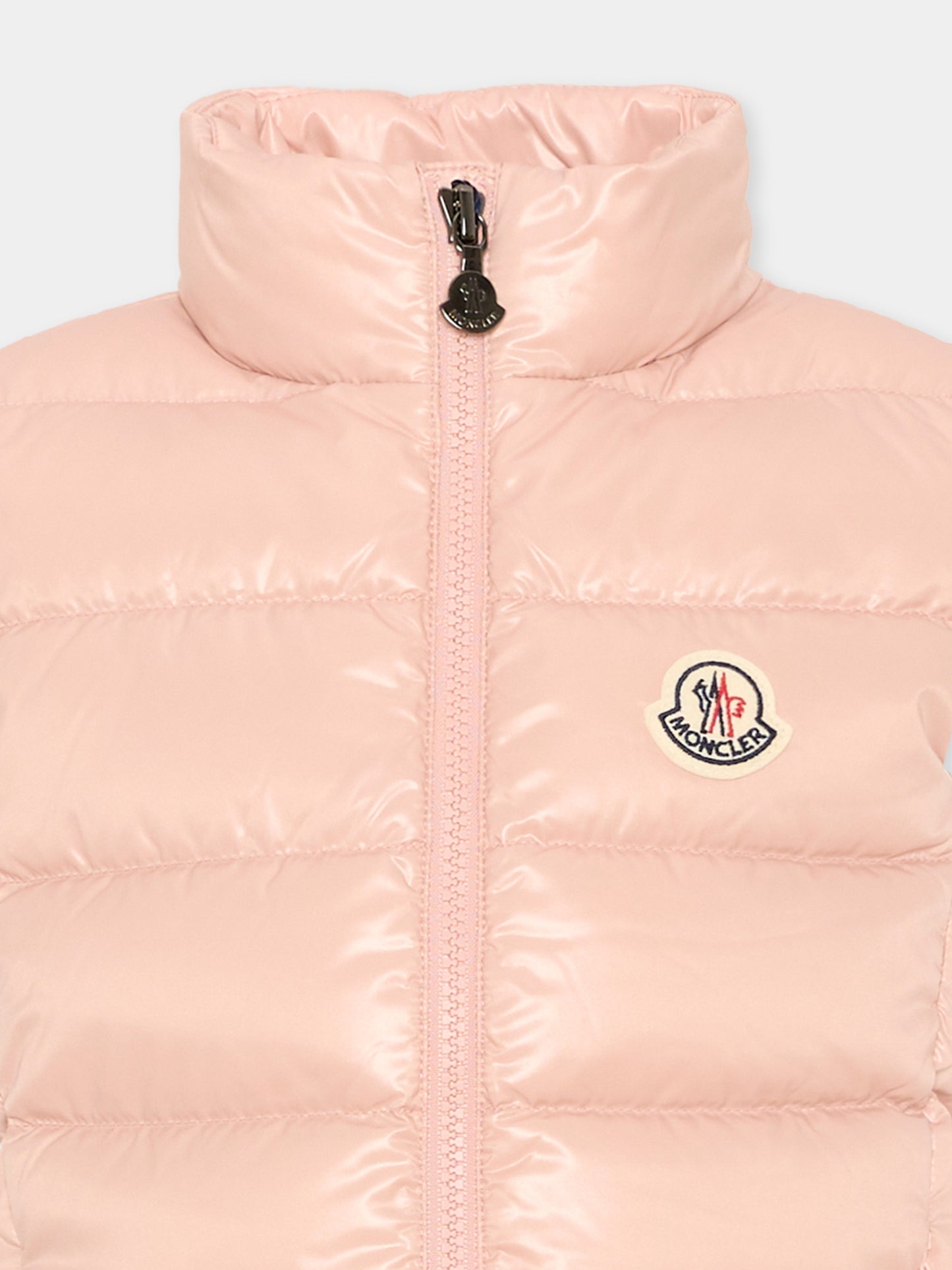 Gilet rosa Ghany per bambina con logo,Moncler Kids,L2954 1A52810 68950 512