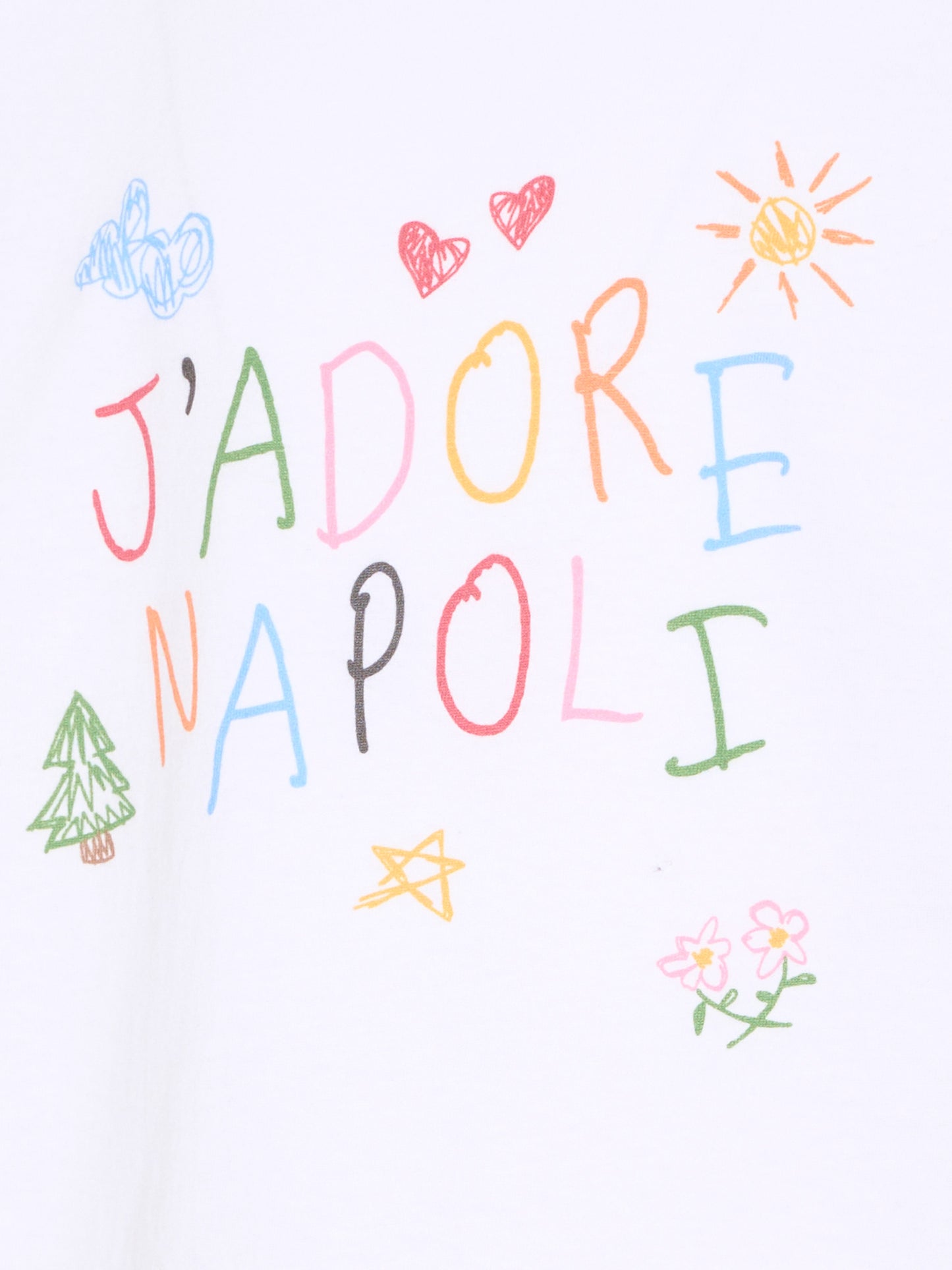 T-shirt bianca per bambini con disegni,J'adore Napoli,J'ADORE NAPOLI SKETCH REGULAR TEE KIDS WHITE