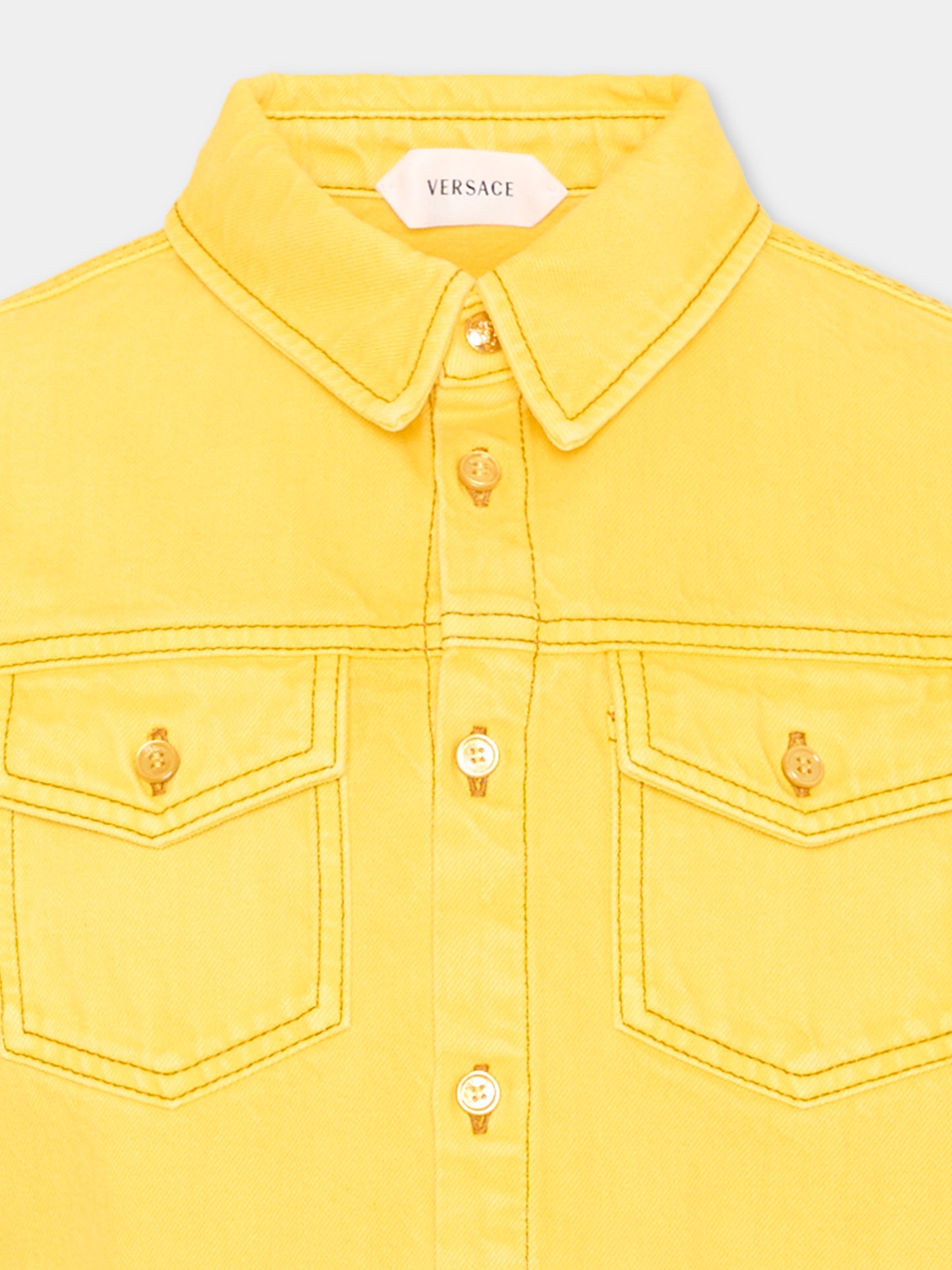 Giubbotto di jeans giallo per bambini,Versace,1024671 1A18198 1D170