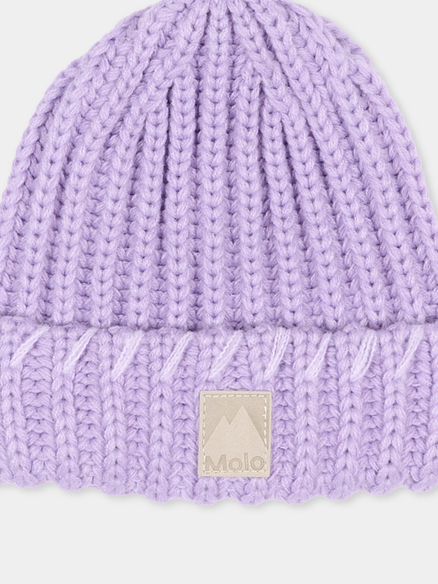 Berretto in maglia lilla karina per bambina con logo,Molo,7W26S311 5717