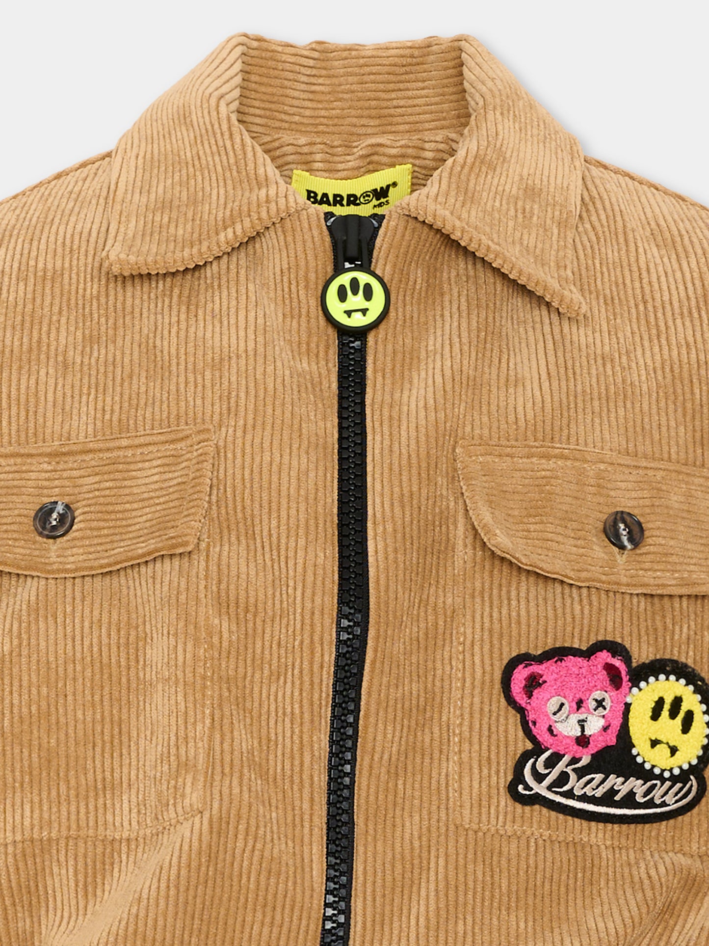 Giubbotto beige per bambina con logo,Barrow,F6BKJGJK130 413