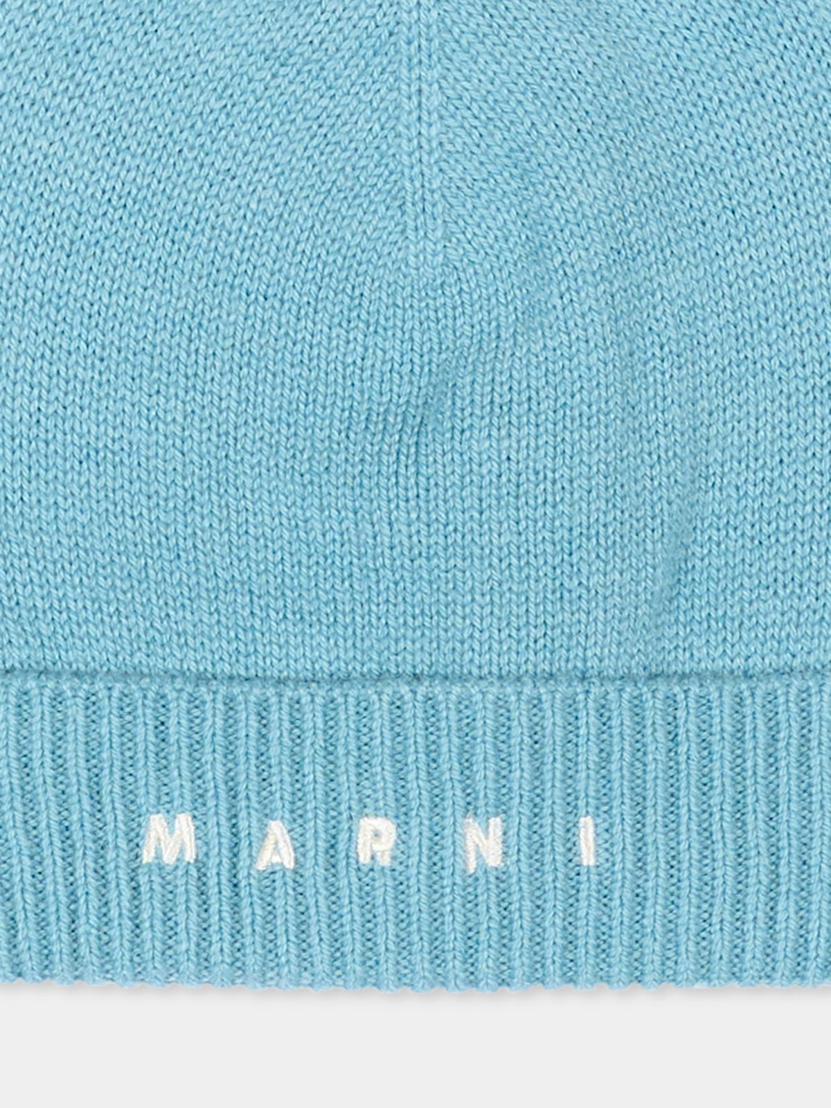 Berretto azzurro per neonati con logo,Marni Kids,M02008 M004C 0M866