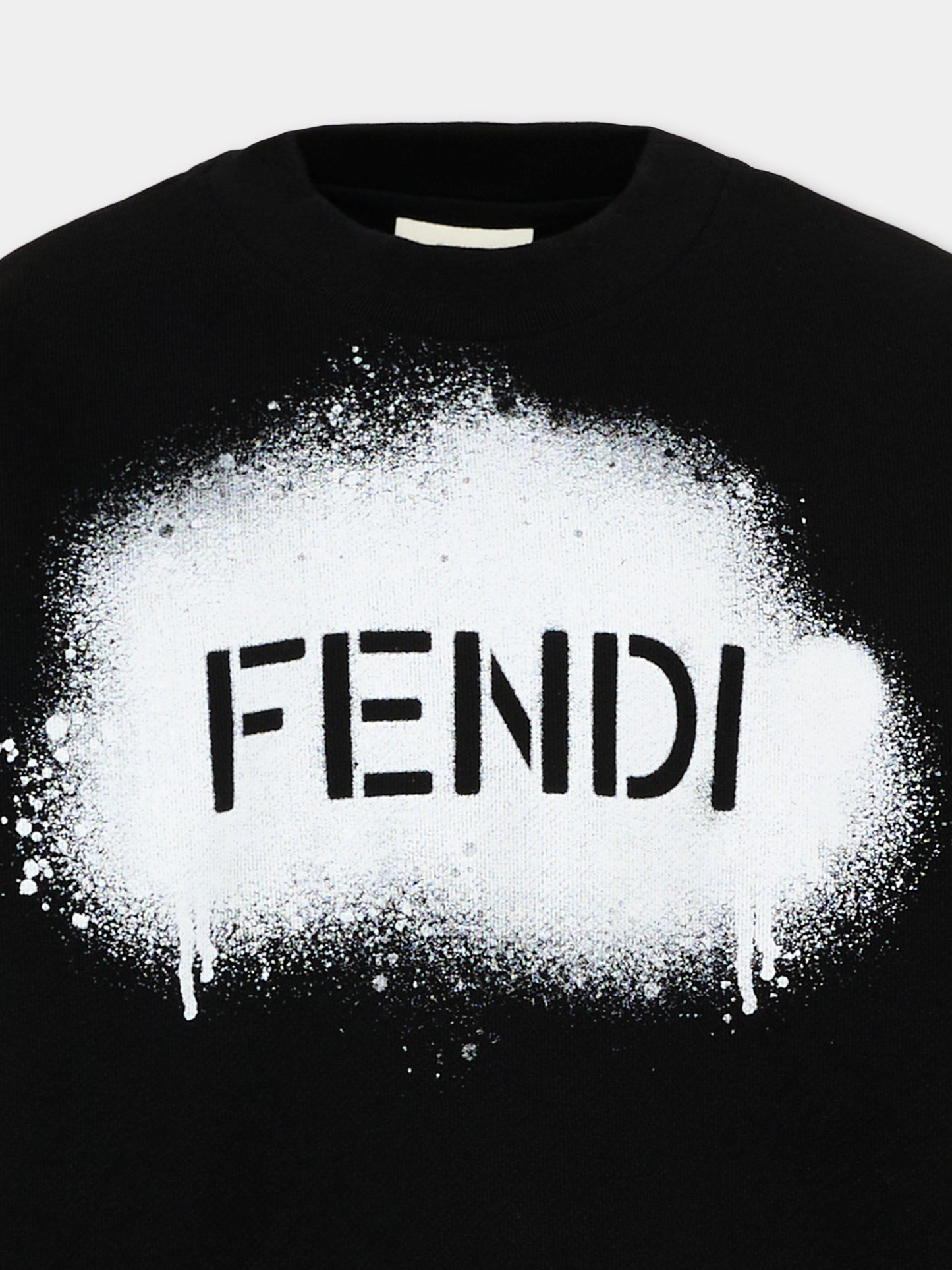 Felpa nera per bambini con logo,Fendi Kids,JUH118 5V0 F16LP