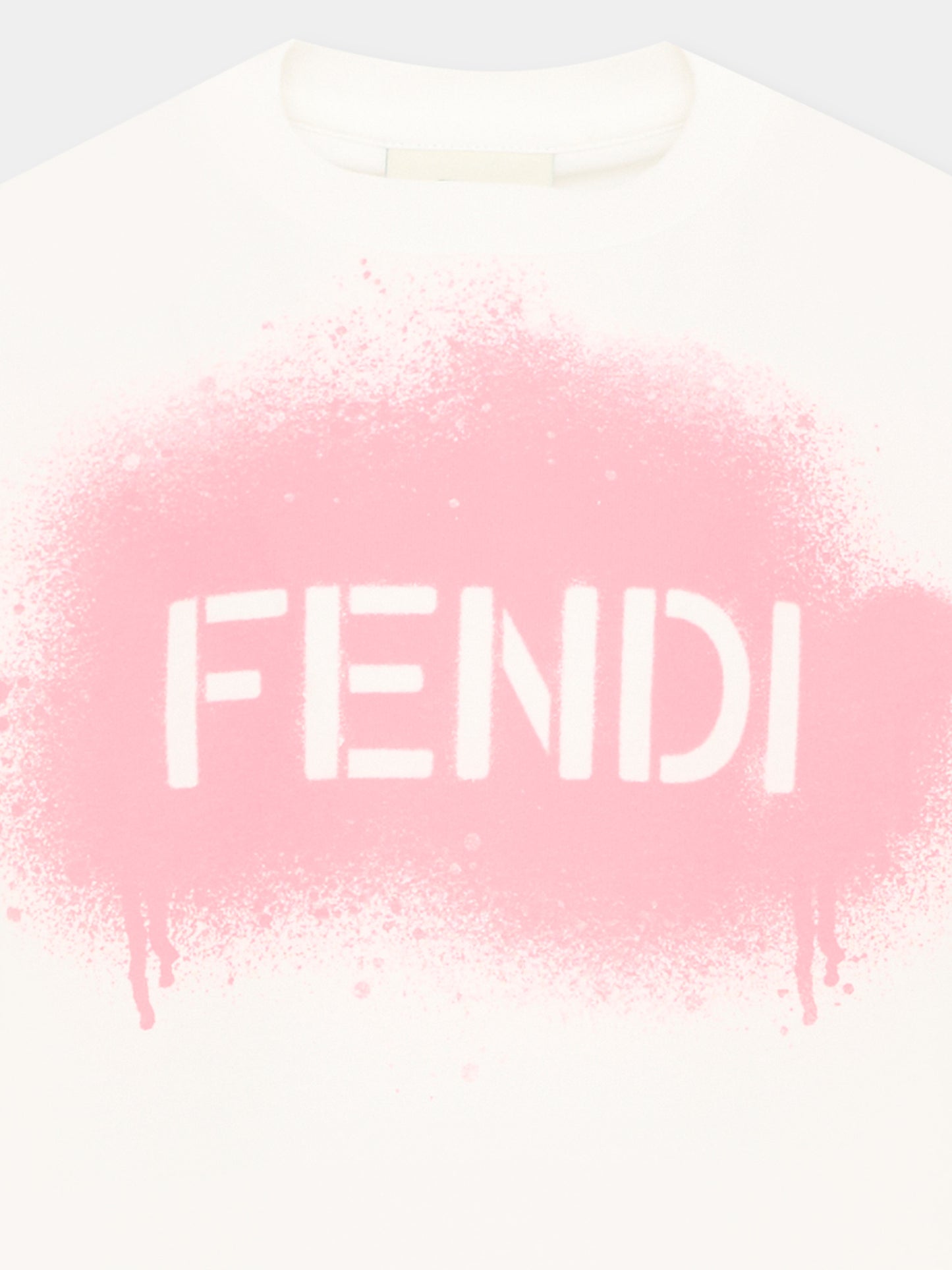 T-Shirt avorio per bambina con logo,Fendi Kids,JUI212 AY8D F14OY