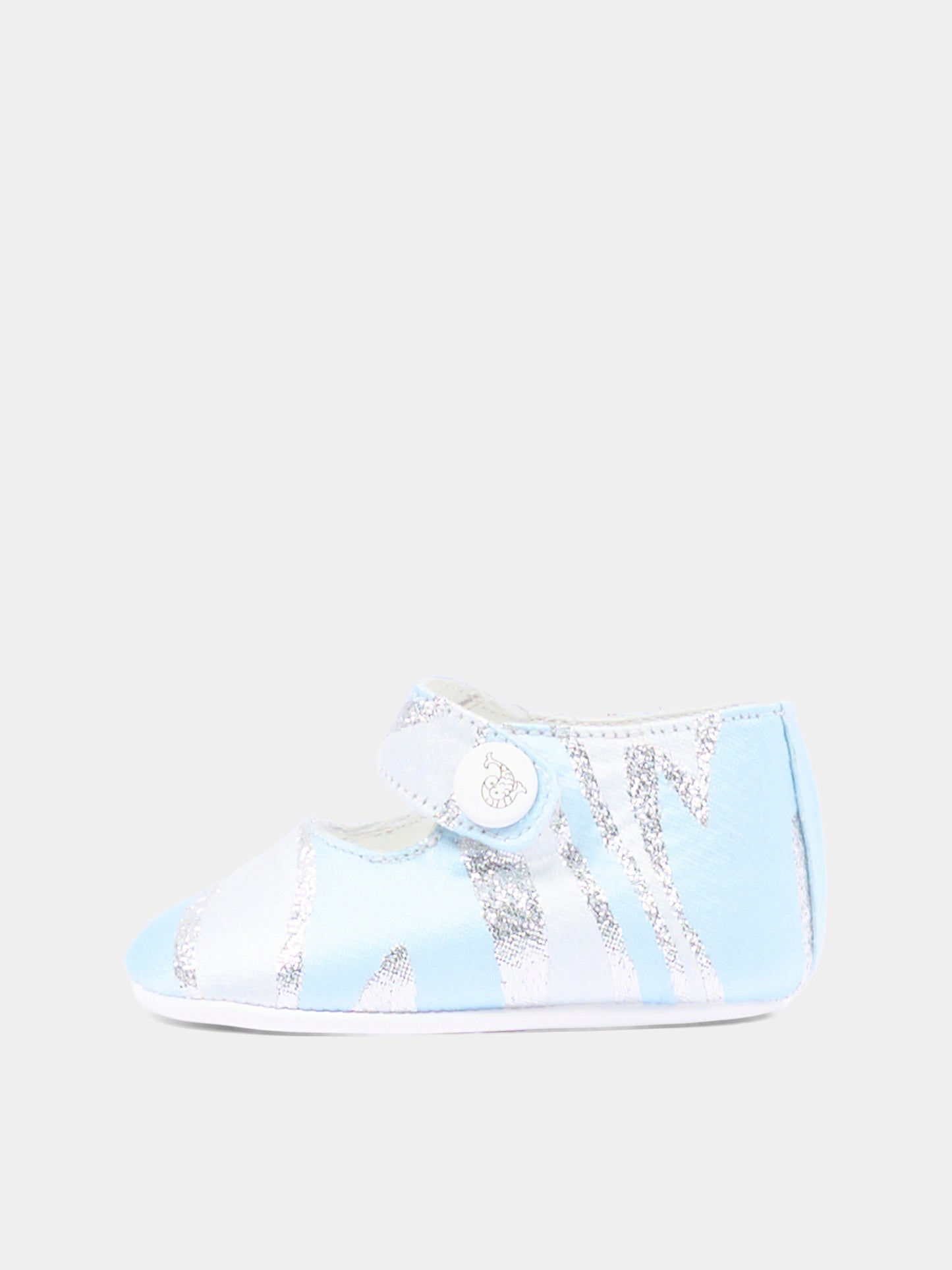Ballerine celesti per neonata con fasce argento,Emilio Pucci Junior,PZ0066 S0273 600AG