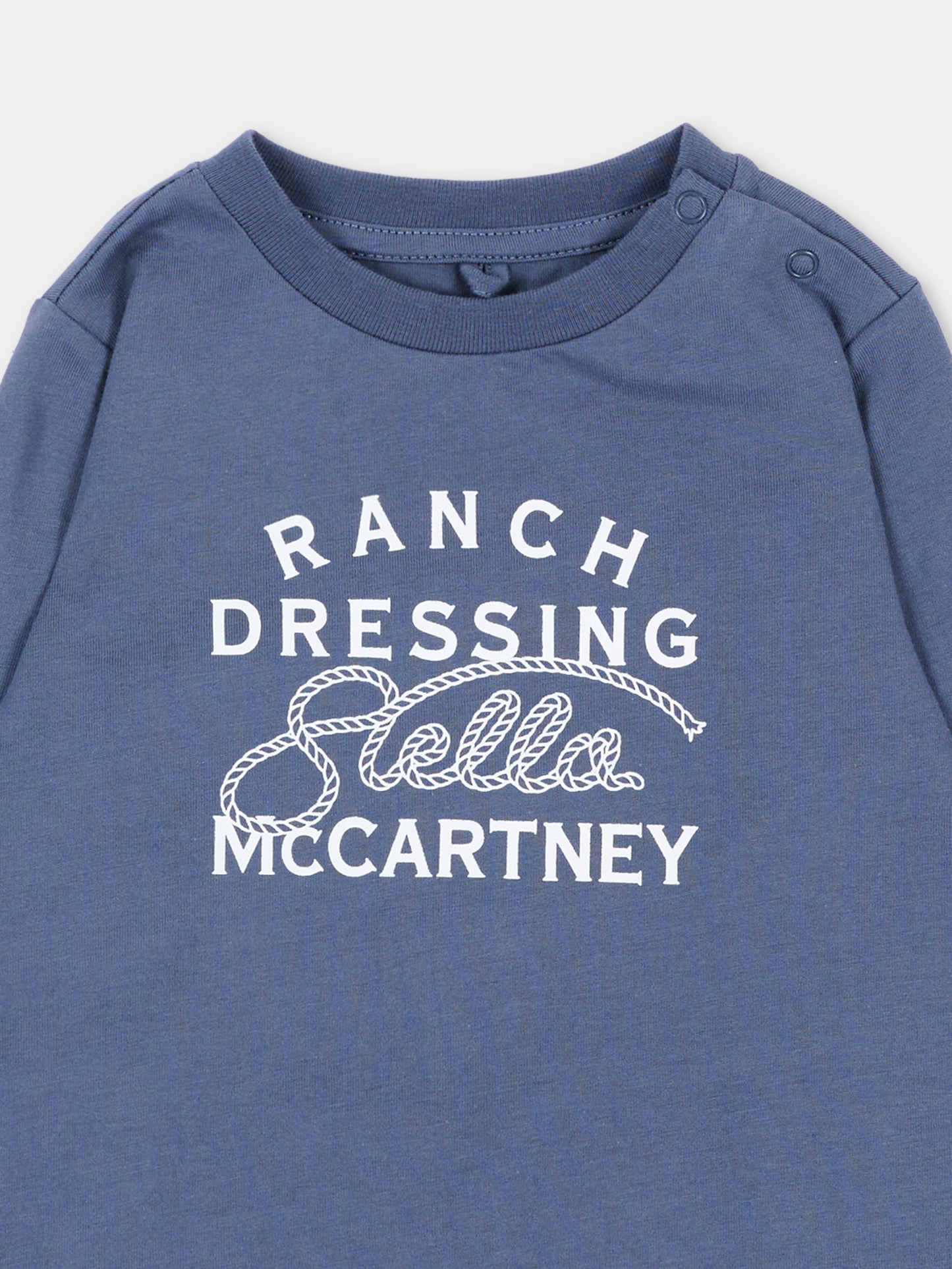 T-shirt a manica lunga blu per neonato con stampa,Stella Mccartney Kids,TZ8320 Z3772 657