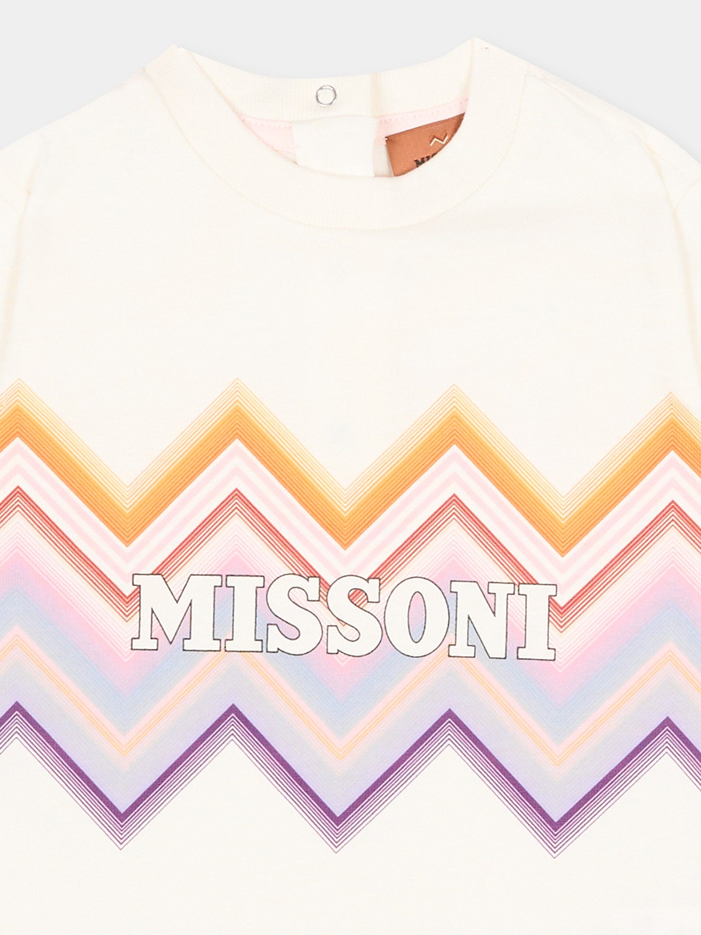 T-shirt avorio per neonata con chevron,Missoni,MZ8001 Z3672 102