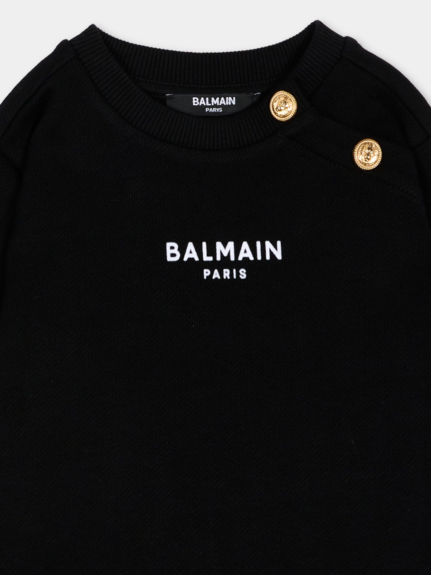 Felpa nera per neonati con logo,Balmain Kids,BZ4340 Z3183 930BC