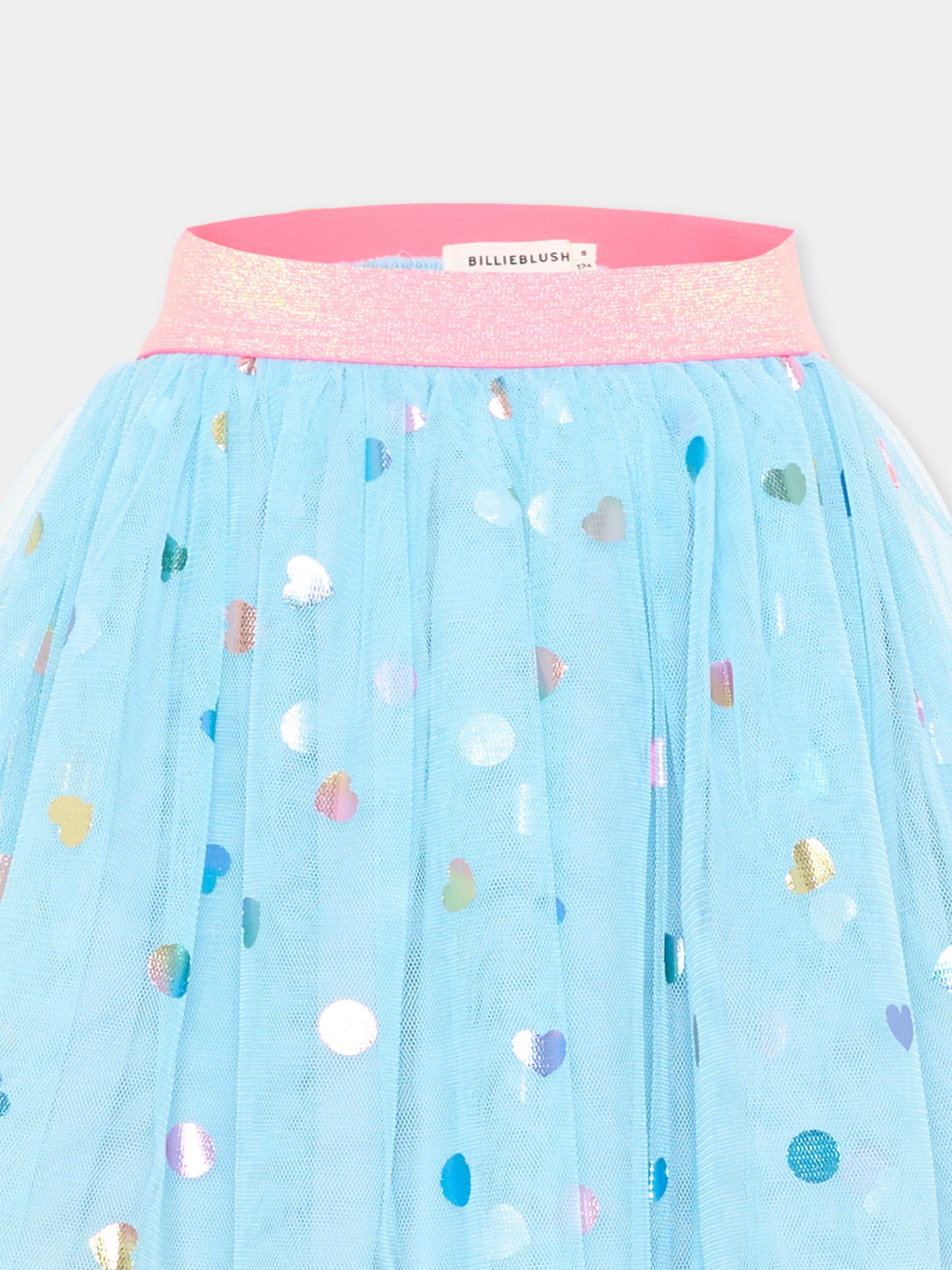 Gonna celeste per bambina con cuori,Billieblush,U22569 78R