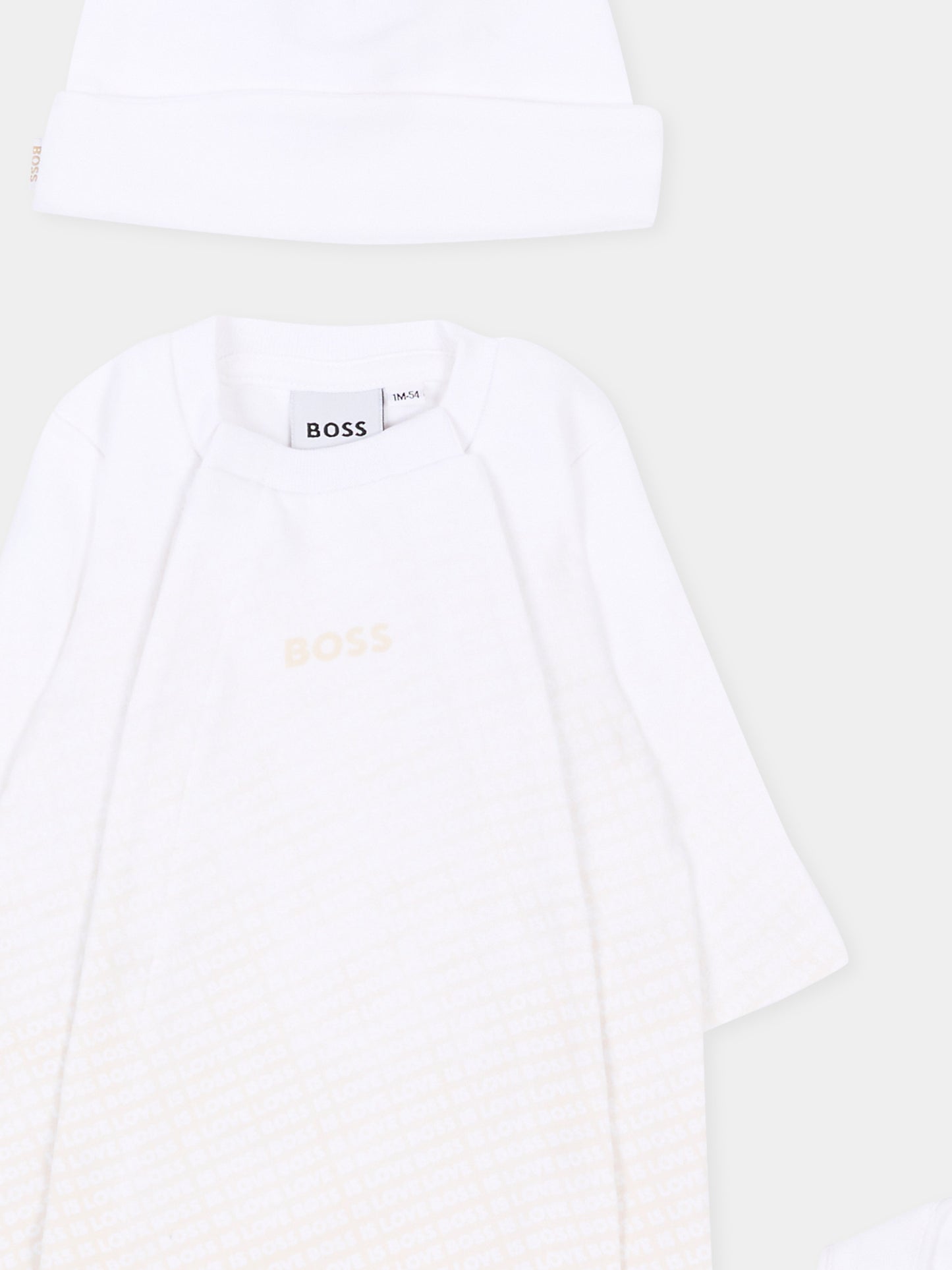 Set tutina avorio per neonato con logo,Boss,J53313 21K