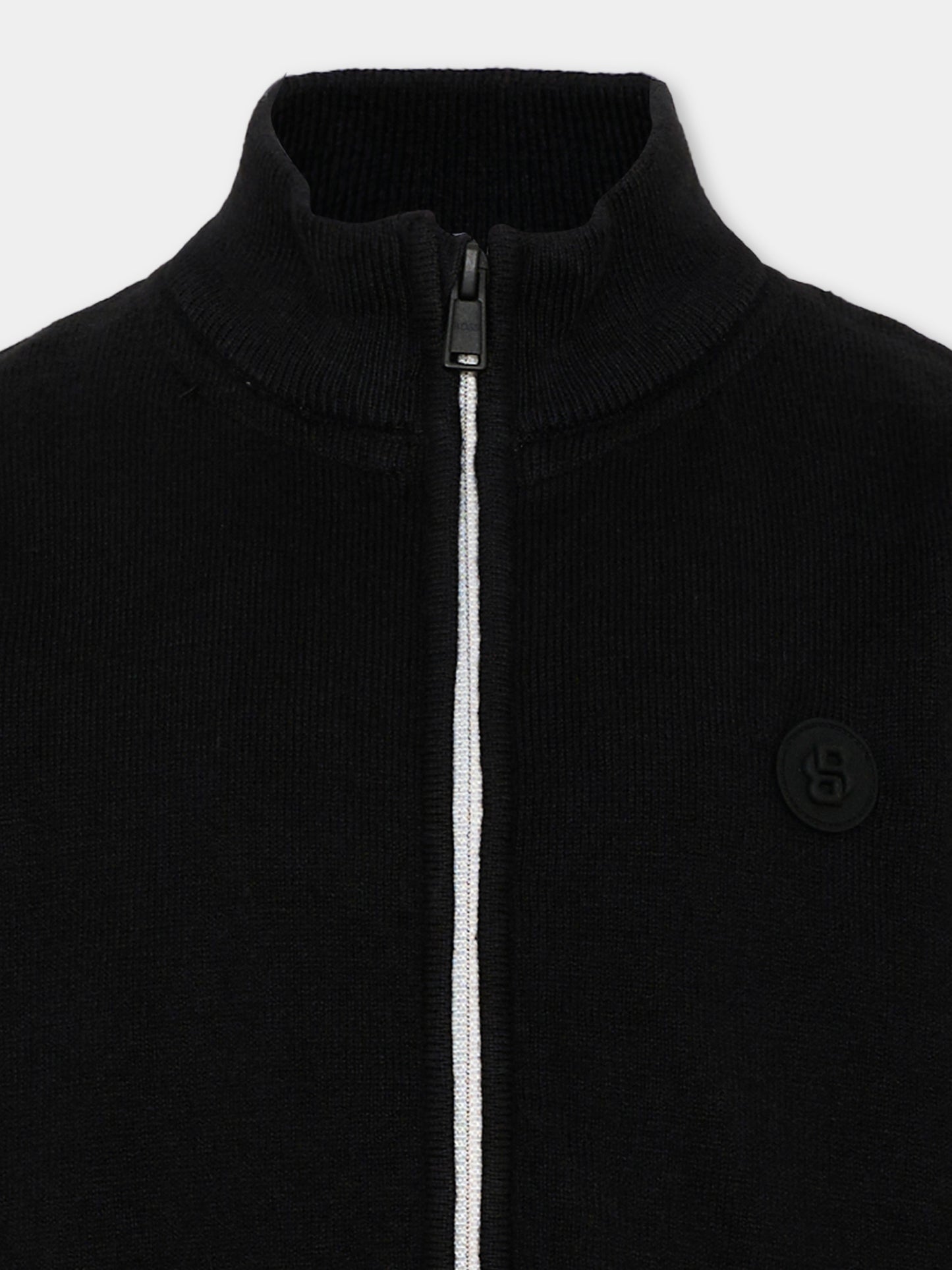 Cardigan nero per bambino con logo,Boss,J53360 09B