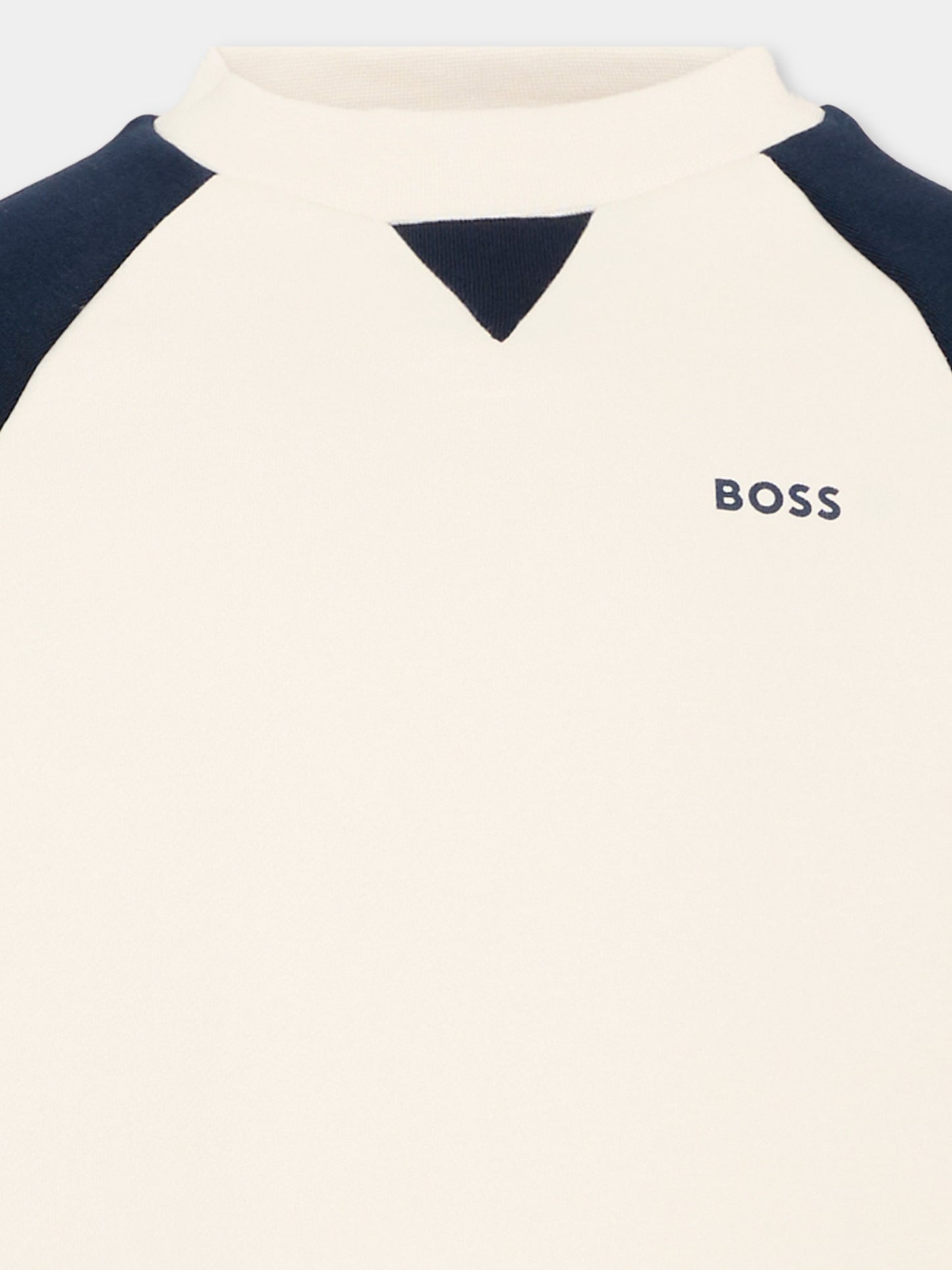 Felpa avorio per bambino con logo,Boss,J53397 120