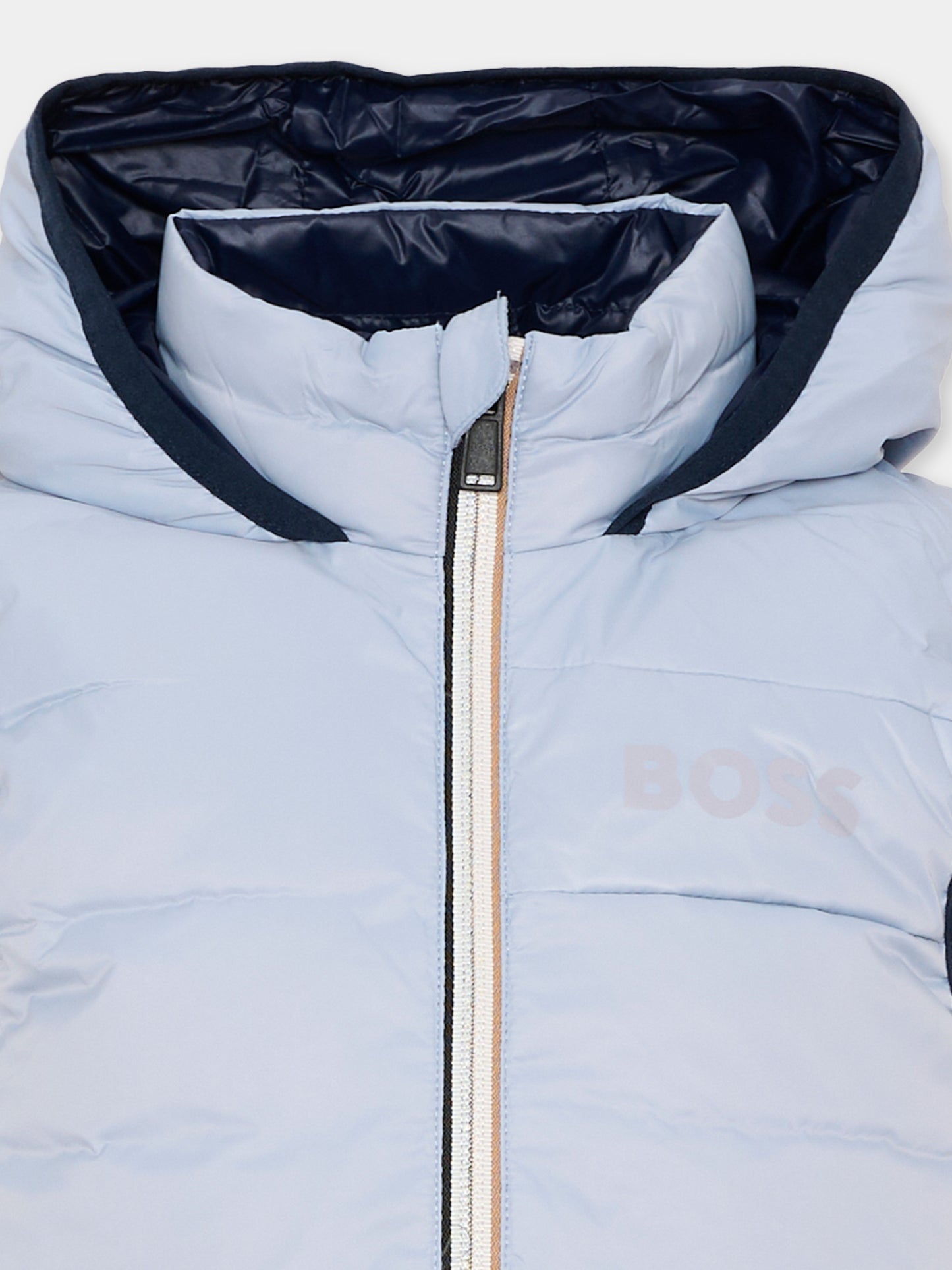Gilet celeste per bambino con logo,Boss,J53436 796