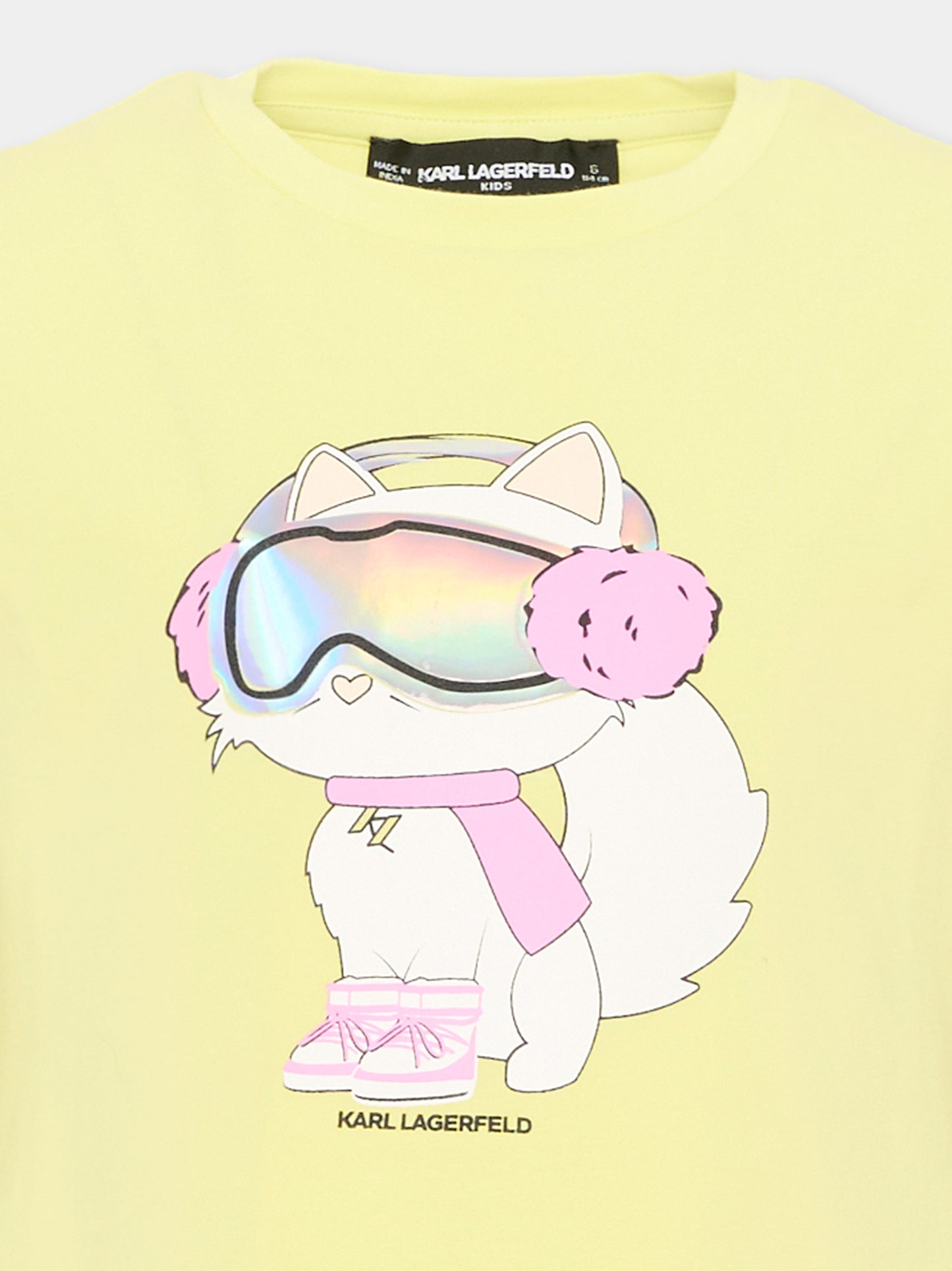T-shirt gialla per bambina con stampa,Karl Lagerfeld Kids,Z31309 532