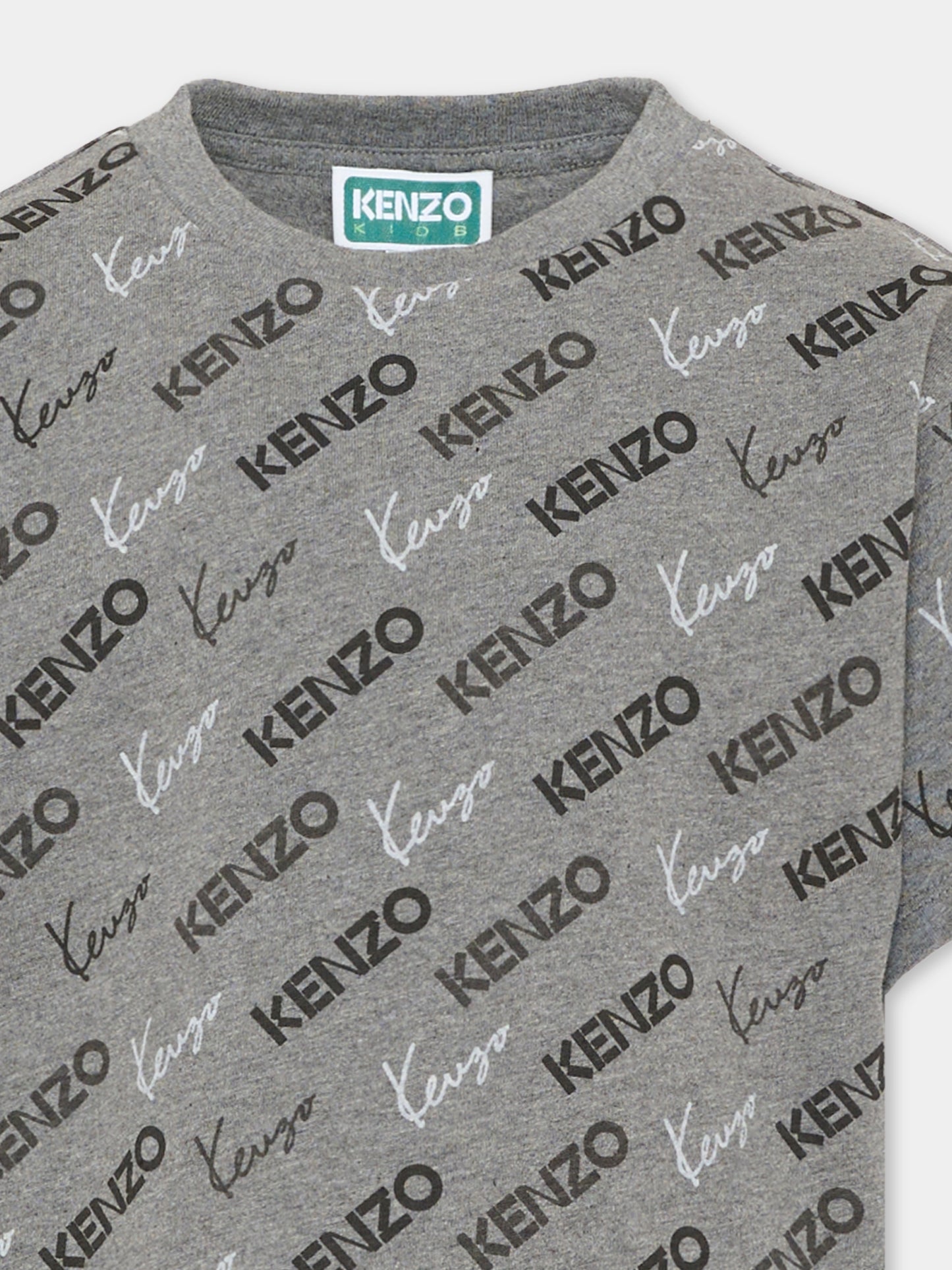 T-shirt a manica corta grigia per bambino con logo,Kenzo Kids,K62013 A29