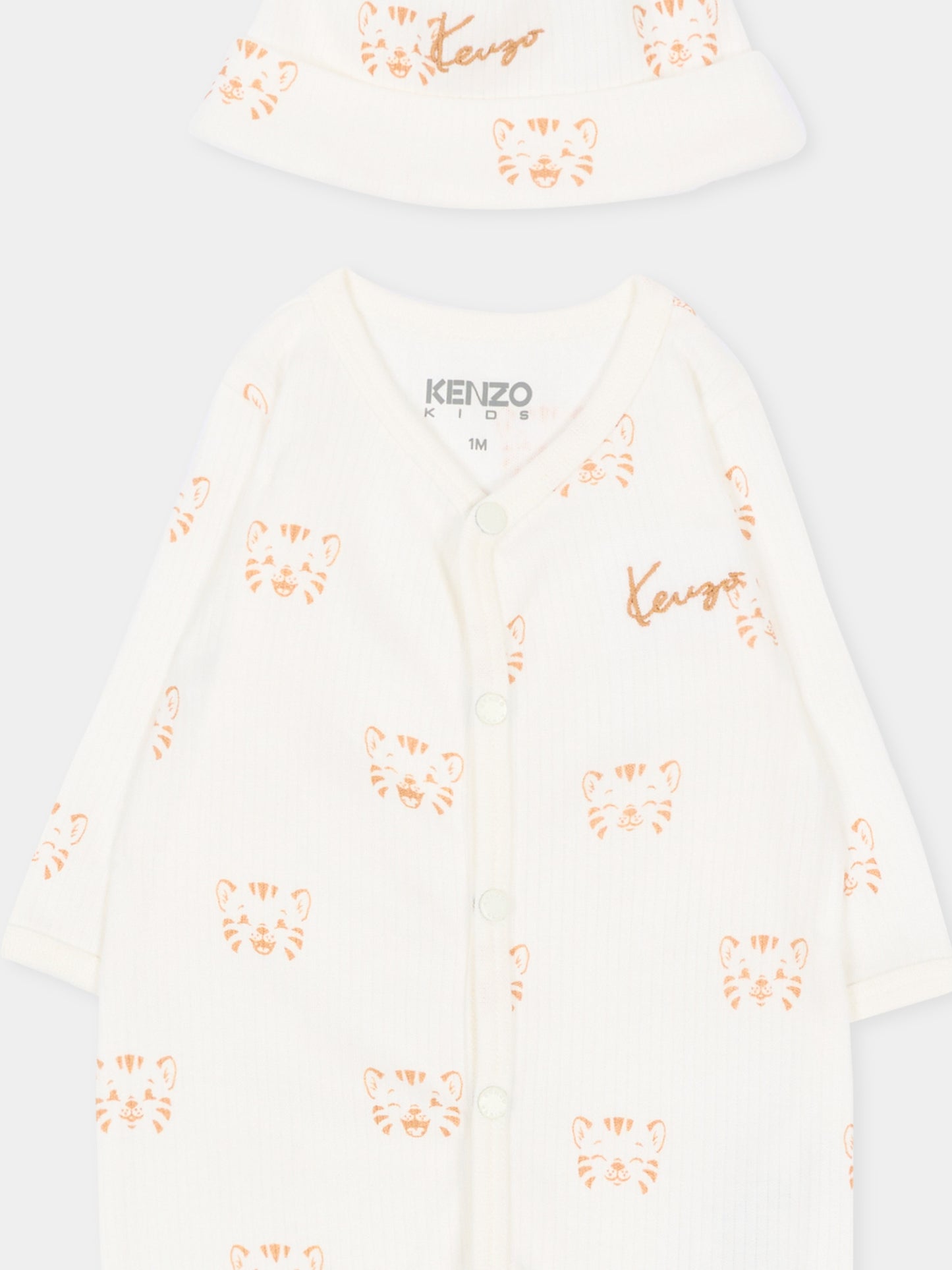 Set tutina avorio per neonati con tigri,Kenzo Kids,K62088 117