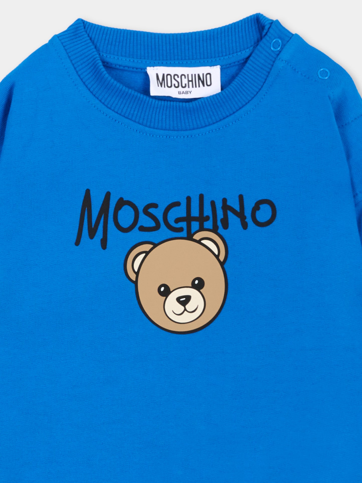 Felpa blu per neonato con Teddy Bear,Moschino Kids,MUF06H LCA83 40157