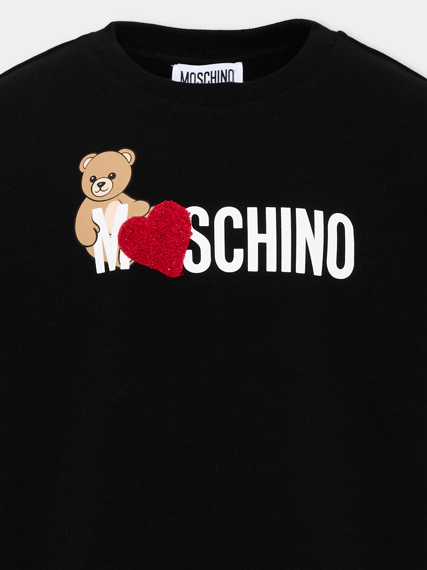 T-Shirt nera per bambina con Teddy Bear,Moschino Kids,H1M060 LBA11 60100