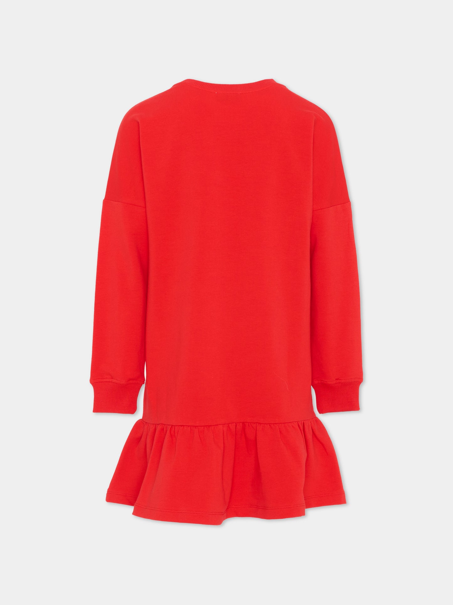 Vestito a manica lunga rosso per bambina con Teddy Bear,Moschino Kids,HDV0I3 LDA18 50109