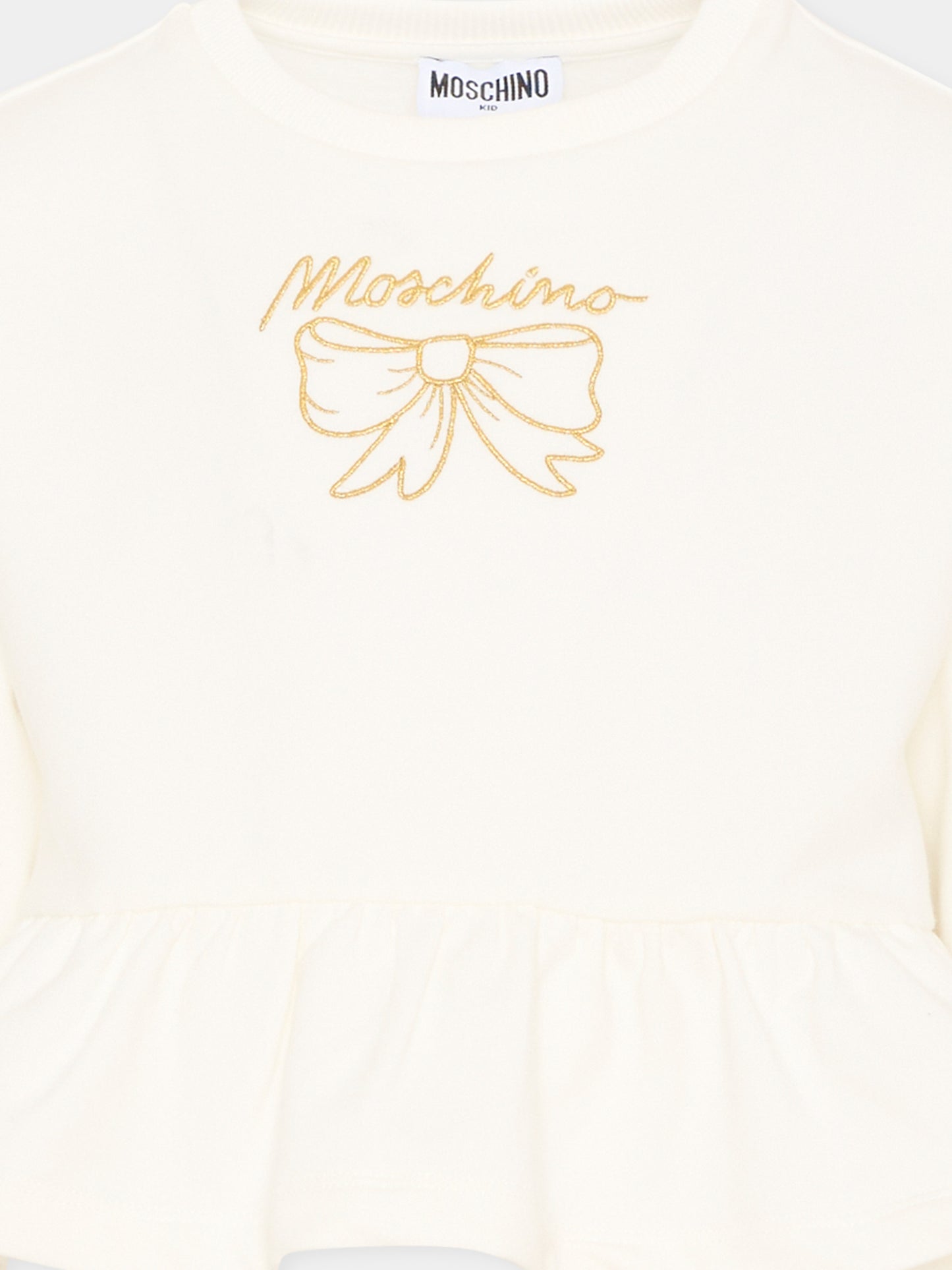 Felpa avorio per bambina con logo,Moschino Kids,HDF06H LDA18 10063