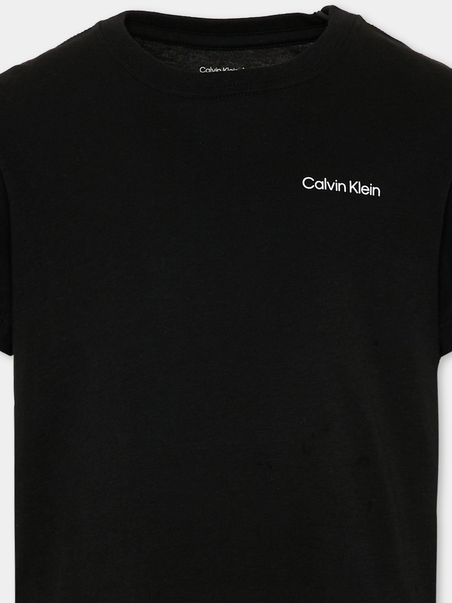 T-Shirt nera per bambini con logo,Calvin Klein Kids,IU0IU00683 BEH