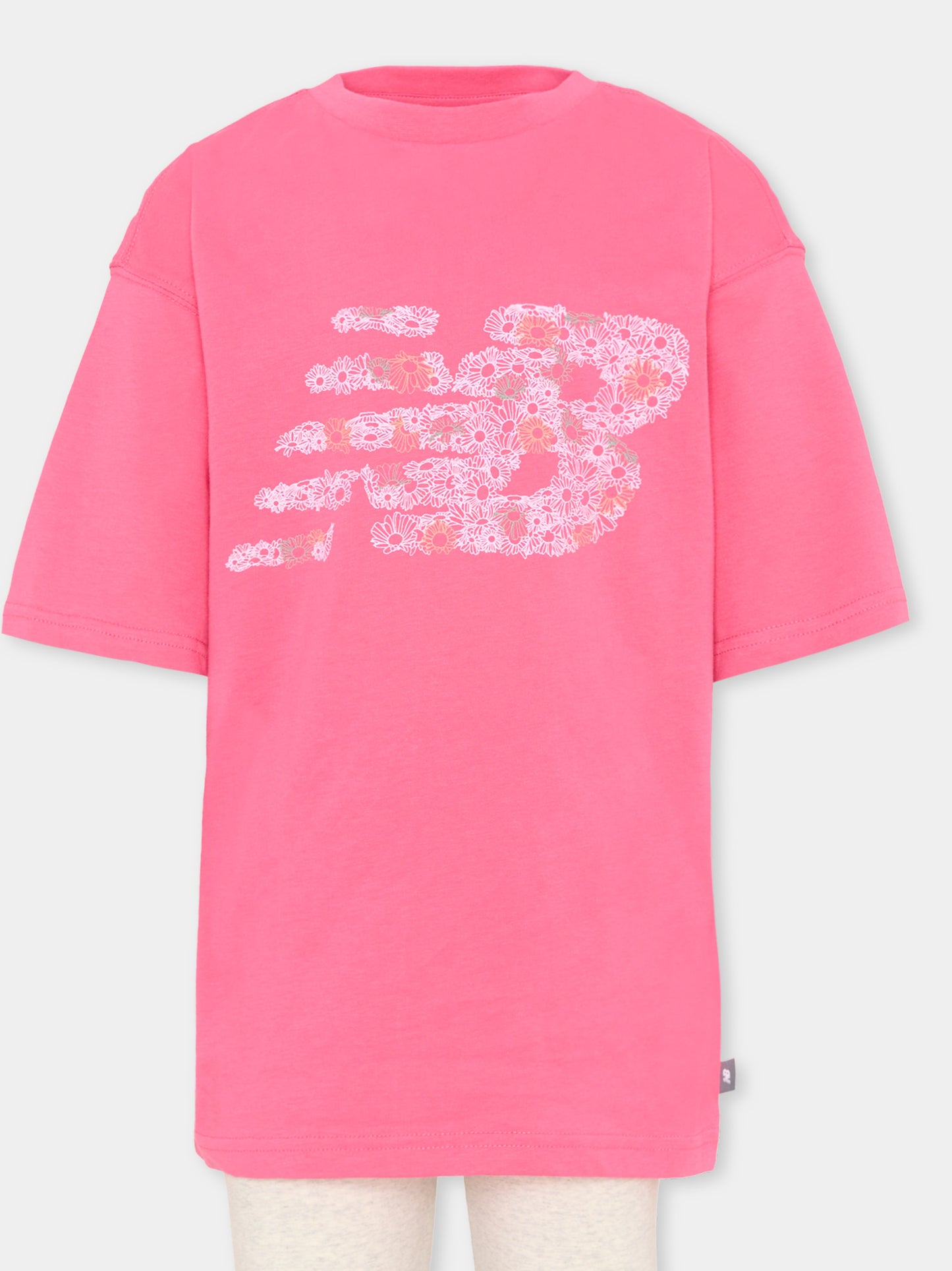Completo sportivo rosa per bambina con logo floreale,New Balance,LAKG0243 DAB