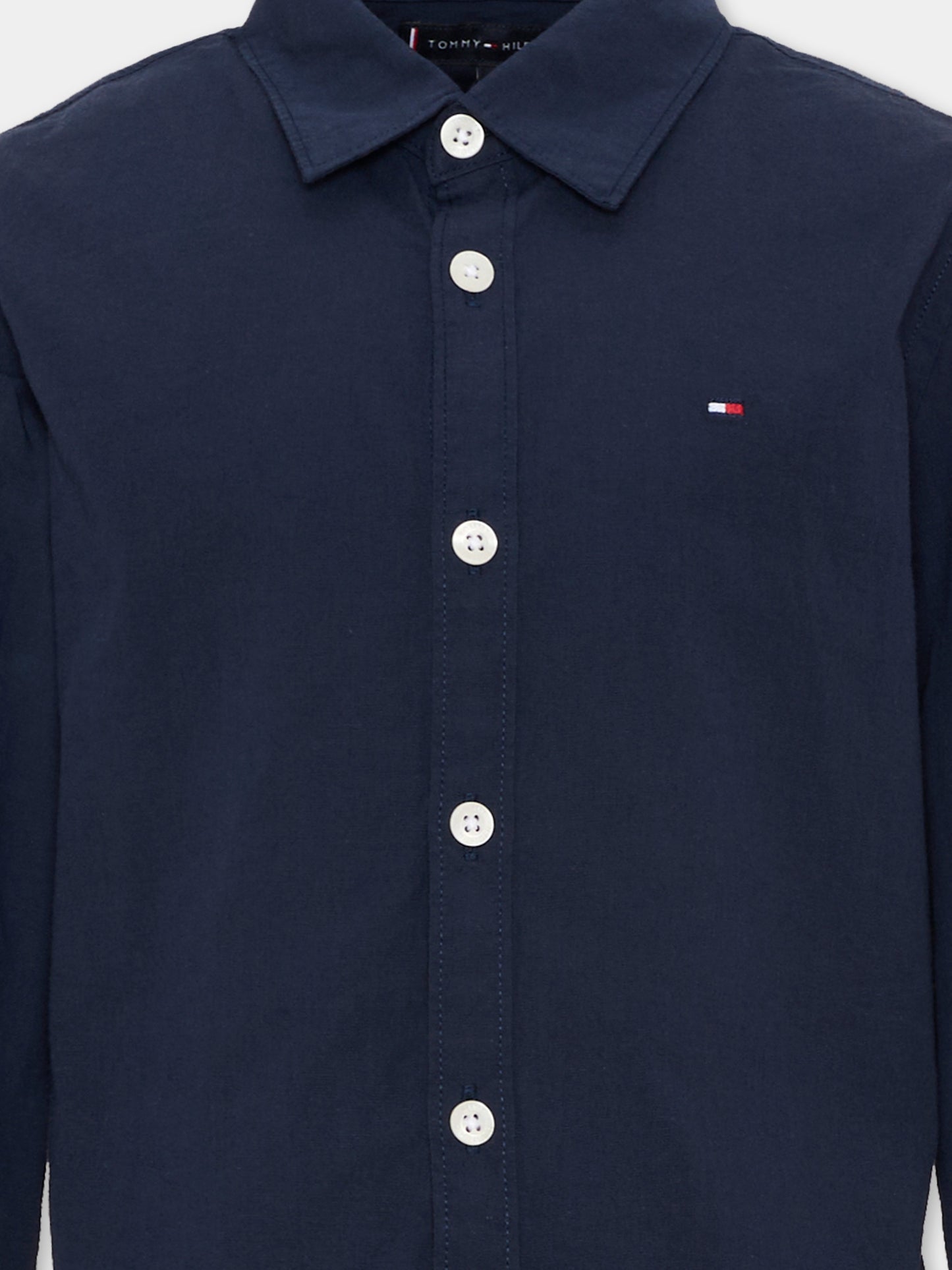 Camicia blu per bambino con Tommy flag,Tommy Hilfiger Junior,KB0KB06965 C87