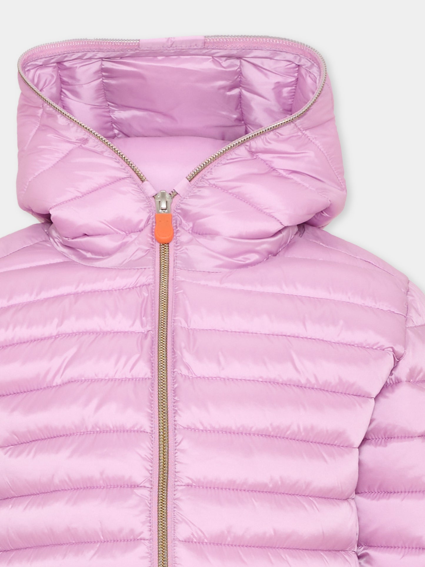 Piumino rosa per bambina con cappuccio,Save The Duck Kids,J32310G IRIS21 80055
