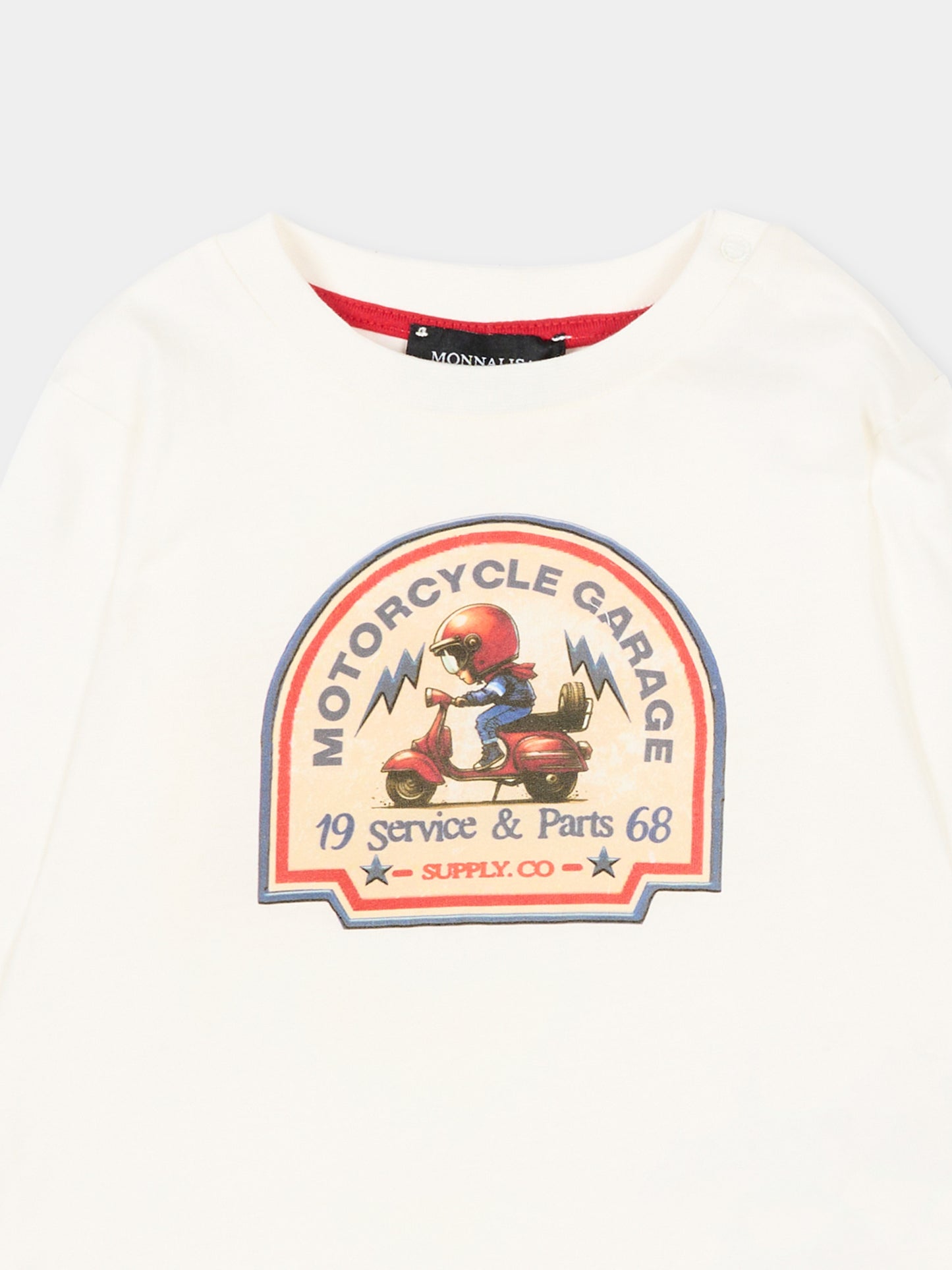 T-Shirt bianca per neonato con stampa,Monnalisa,28F611 6005 0001