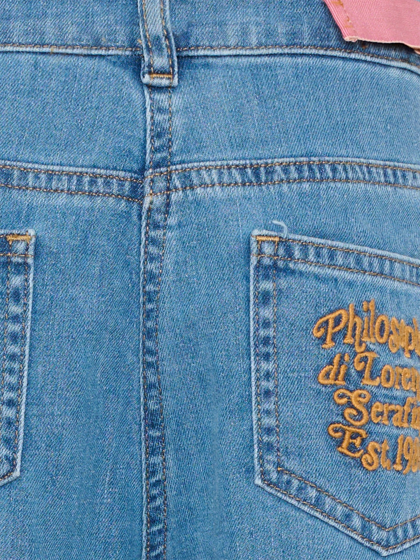 Jeans denim per bambina con logo ricamato,Philosophy,I9F403 6044 P062