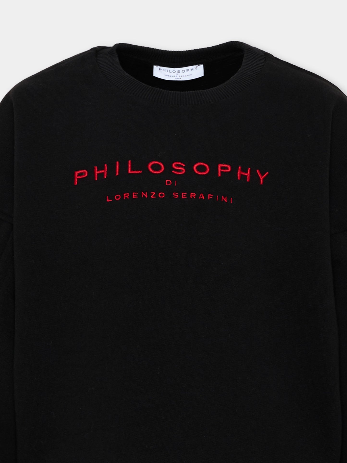 Felpa nera per bambina con logo,Philosophy,I9F601 6036 P050