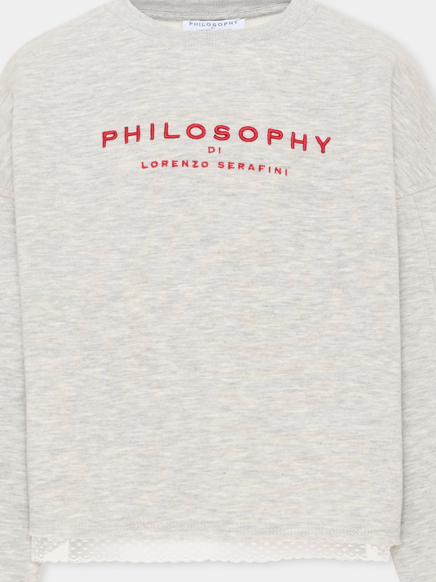 Felpa grigia per bambina con logo,Philosophy,I9F601 6036 P032