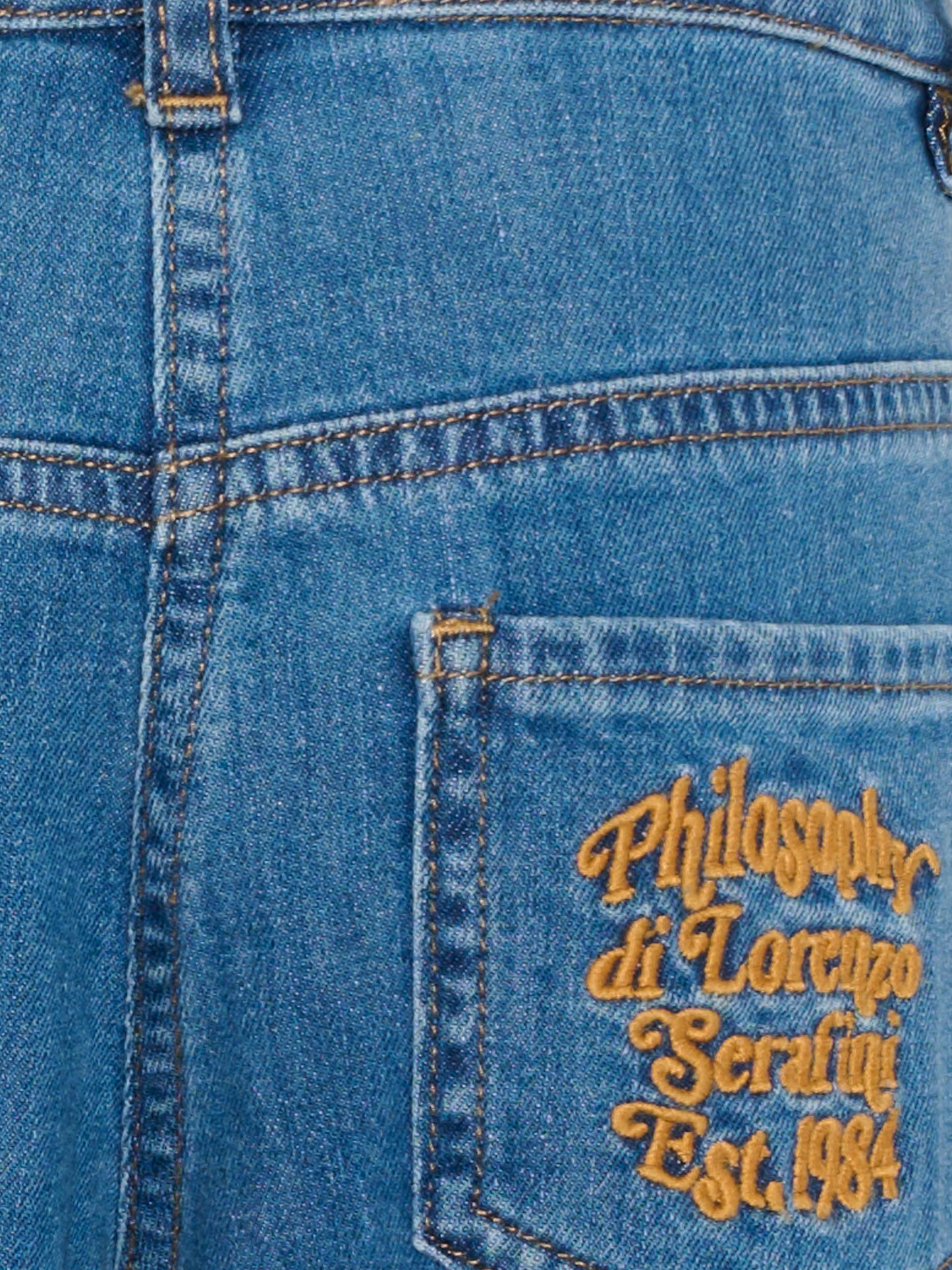 Jeans denim per bambina con logo ricamato,Philosophy,I9F412 6044 P062