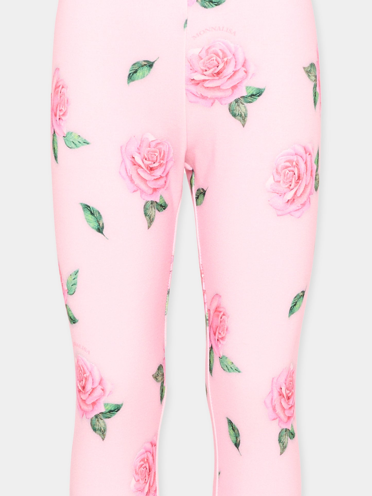 Leggings rosa per bambina con rose,Monnalisa,11F409 6654 0093