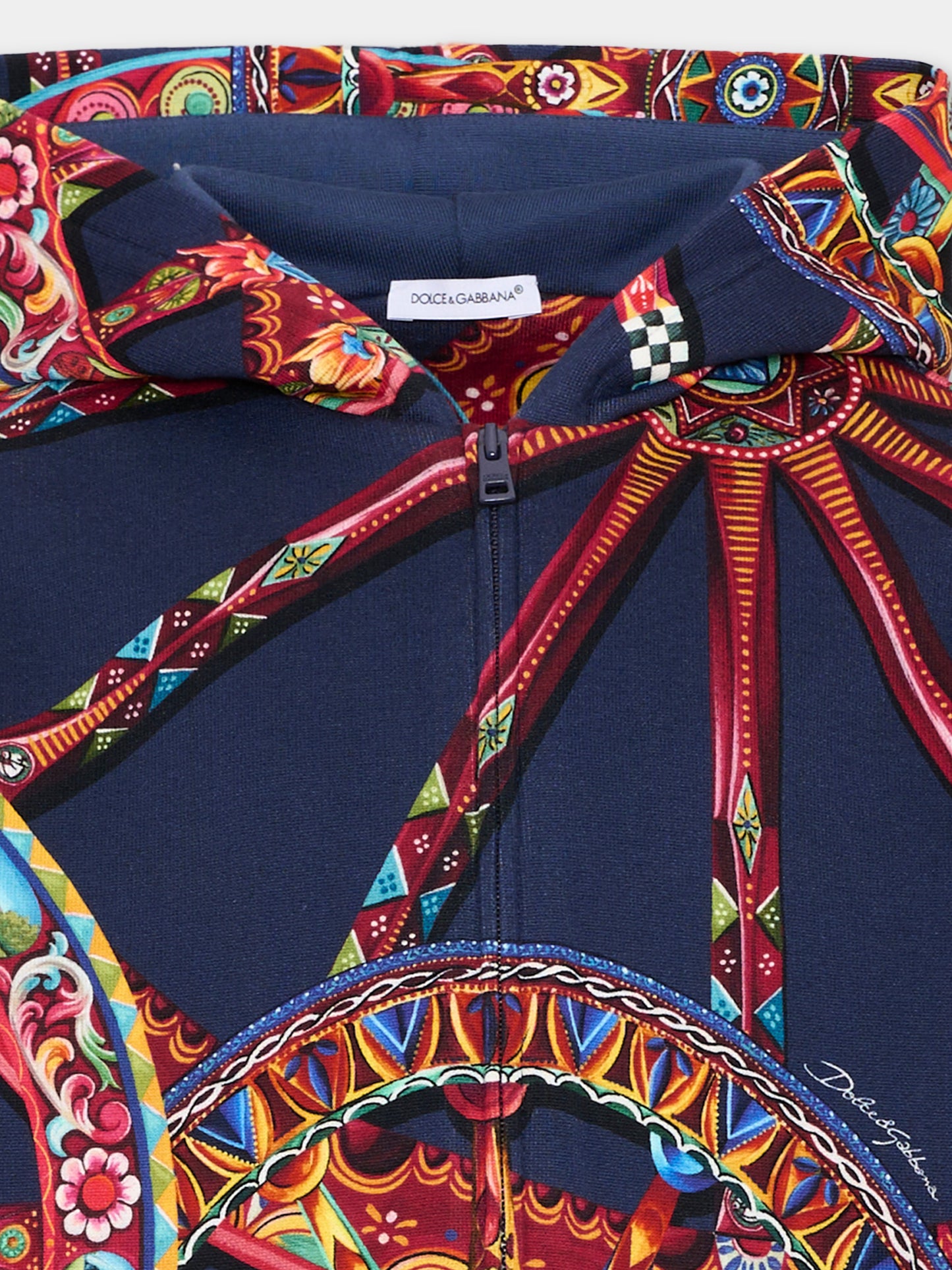 Felpa blu per bambino con Carretto Siciliano,Dolce & Gabbana Kids,L4JWNT HS7RF HB6DU