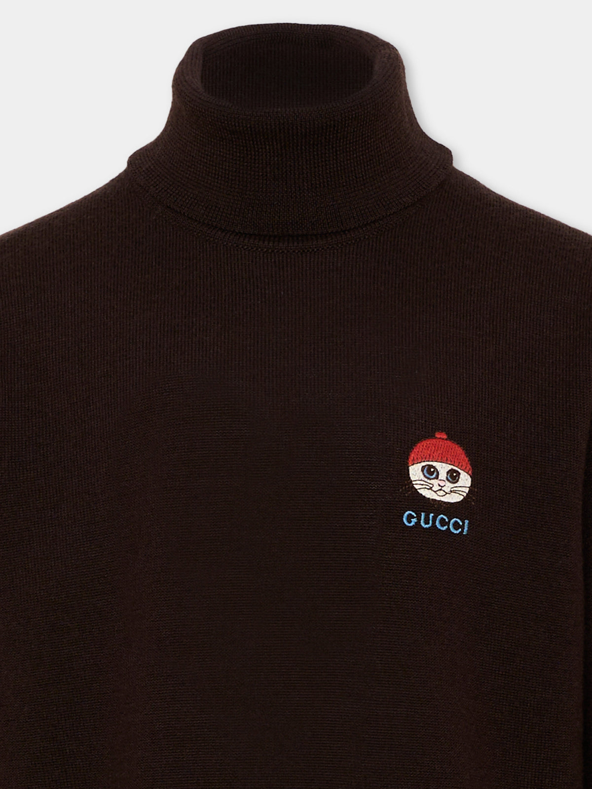 Brown turtleneck for kids with logo