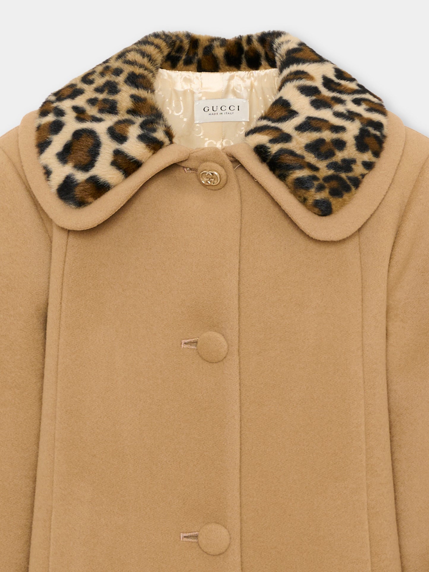 Cappotto beige per bambina animalier