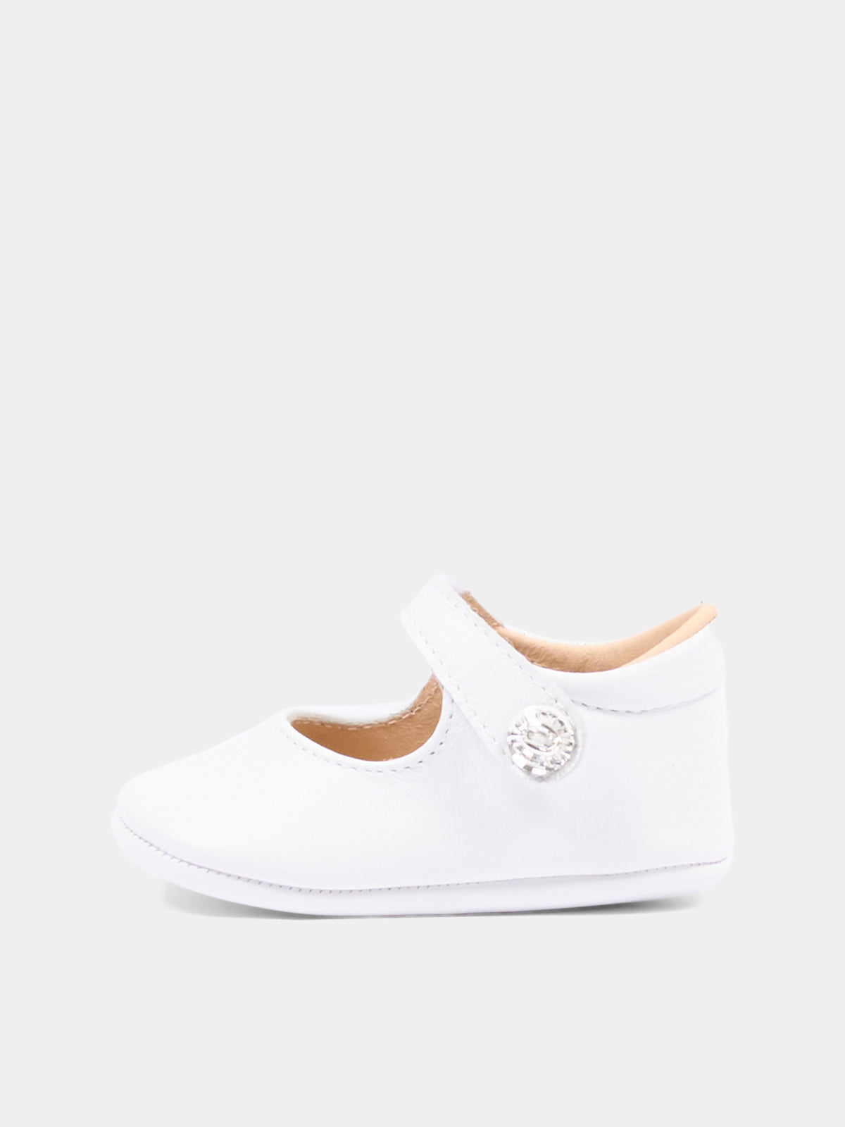 Ballerine bianche per neonata con gioiello,Monnalisa,73H003 8706 0001