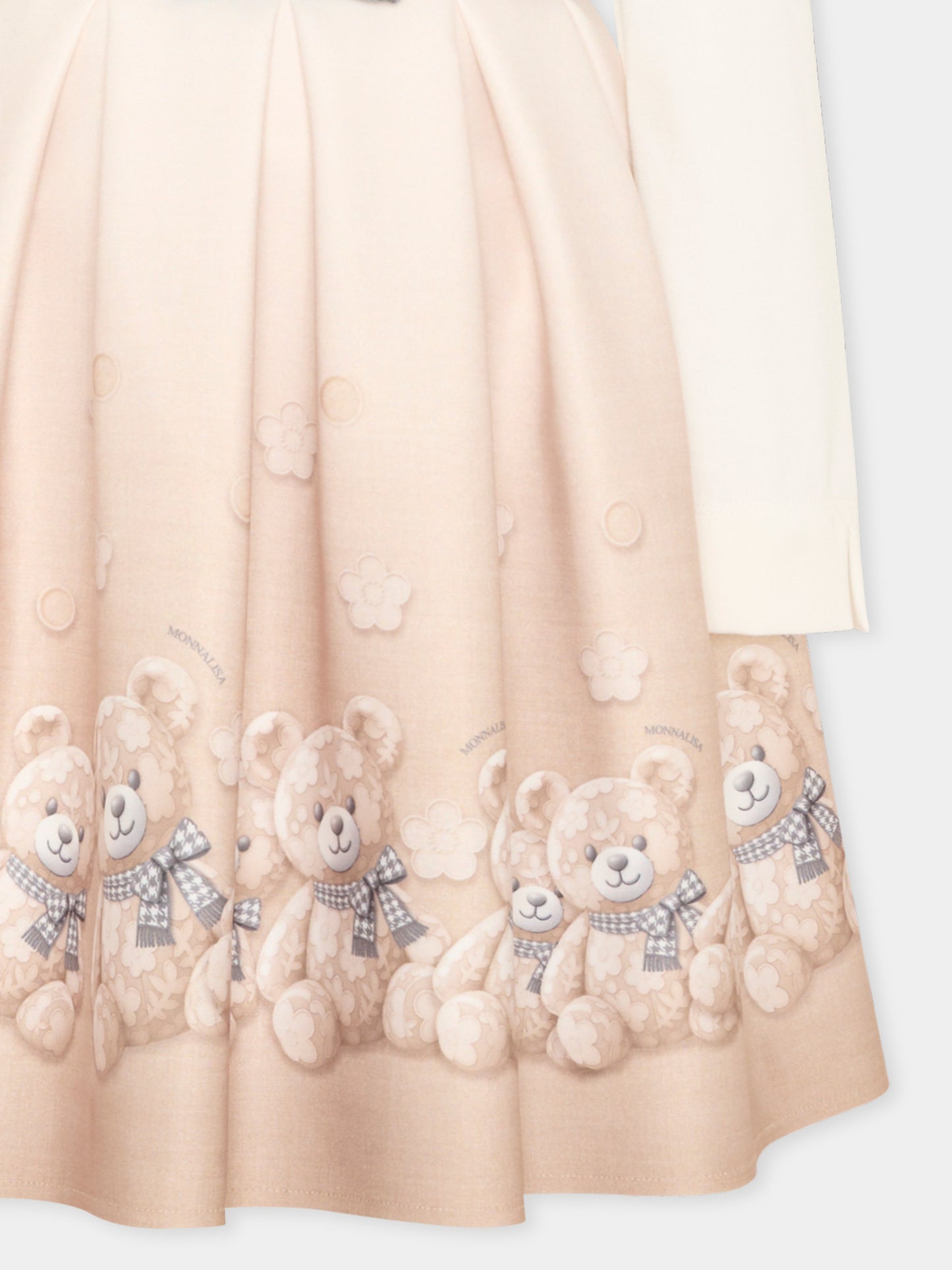 Abito elegante avorio per bambina con orsetti,Monnalisa,11H909 8669 0003