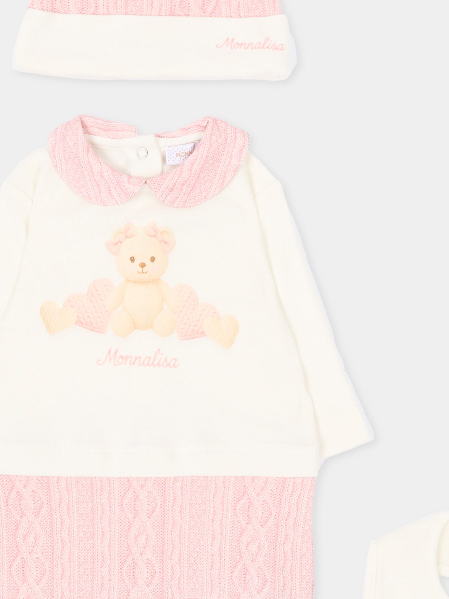 Set Tutina rosa per neonata con orsetto,Monnalisa,35H506 8001 0191