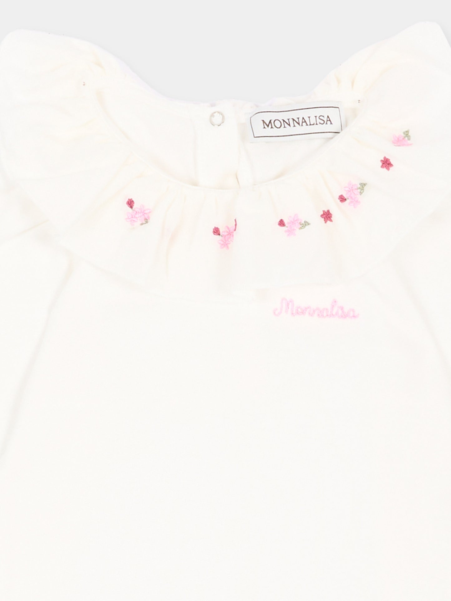 Body avorio per neonata con fiori,Monnalisa,35H300NP 8000 0001