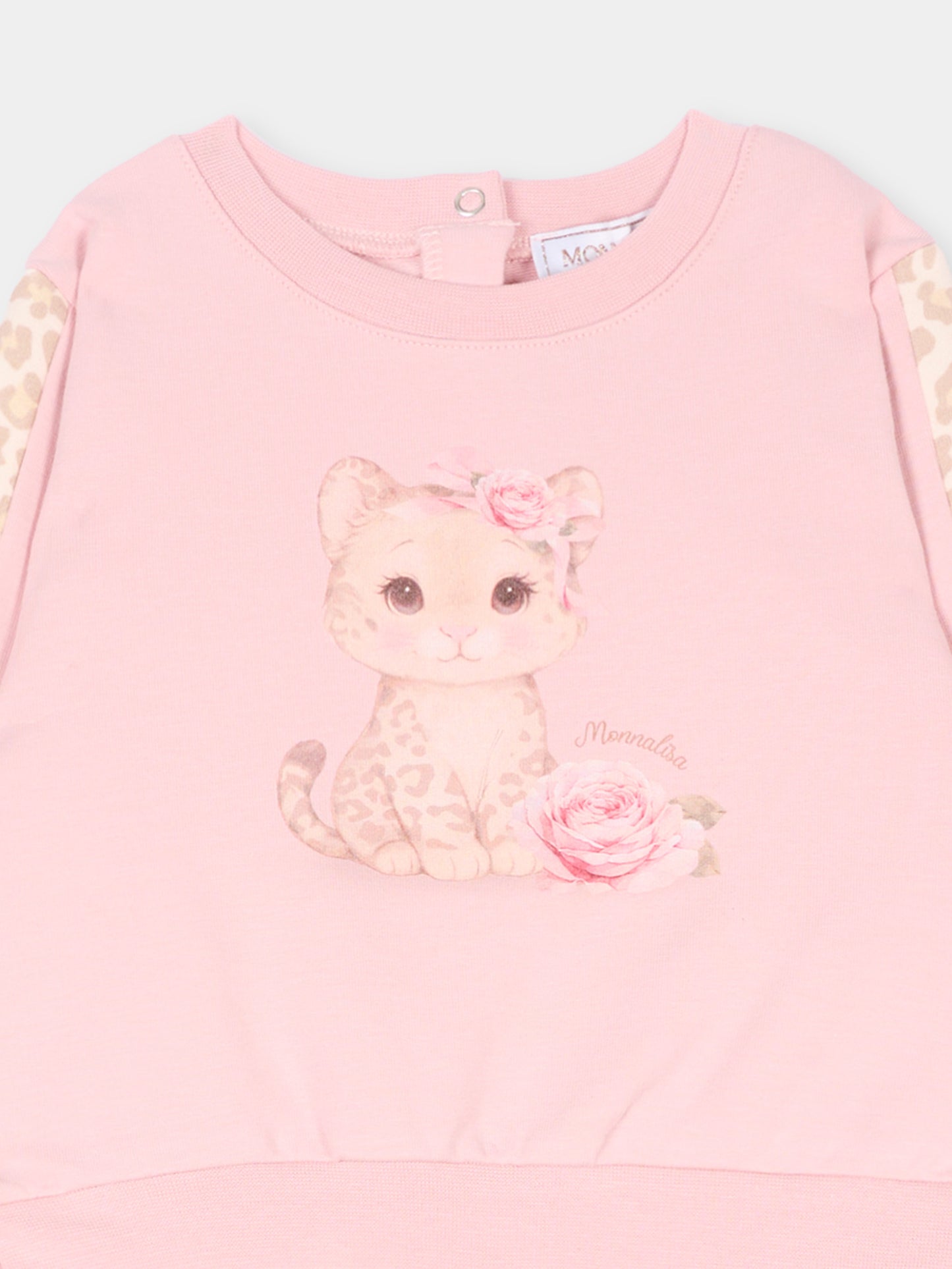 Completo sportivo rosa per neonata con gattino,Monnalisa,39H505NP 8006 094F
